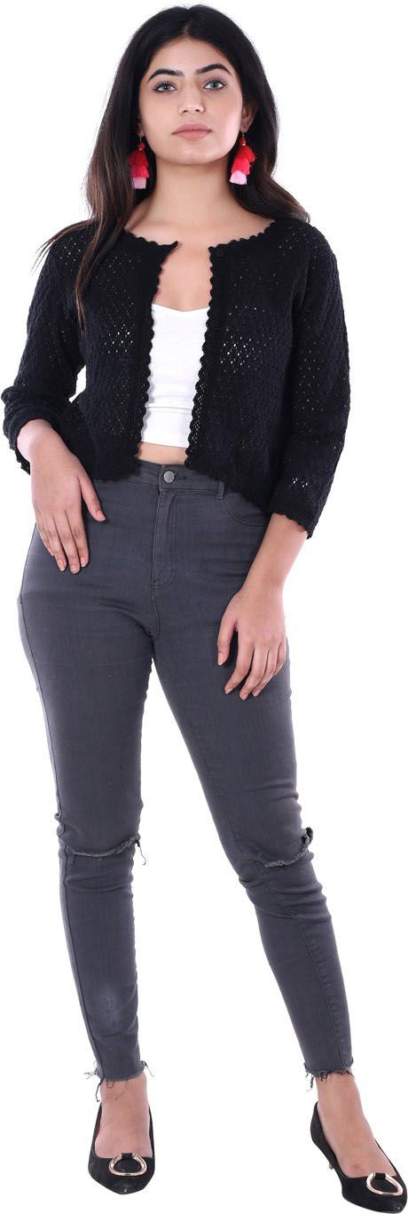 Cloth Bites Crochet Cotton Front Open Crop Shrug-picture-24