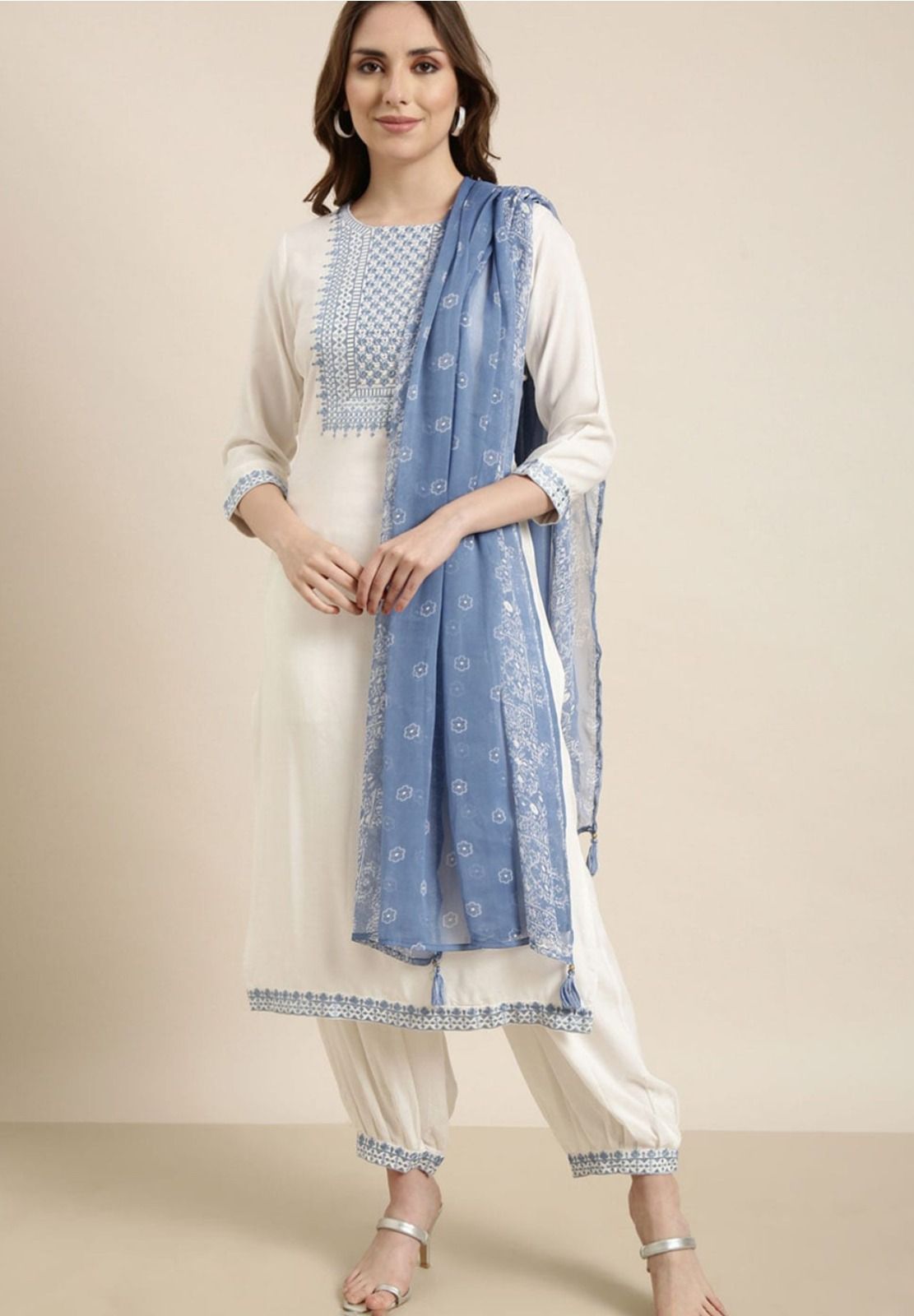 HETVI CREATION Floral Embroidered Straight Kurta With Salwar And Dupatta