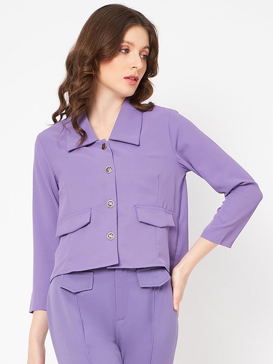 Madame Spread Collar Crop Open Front Coat