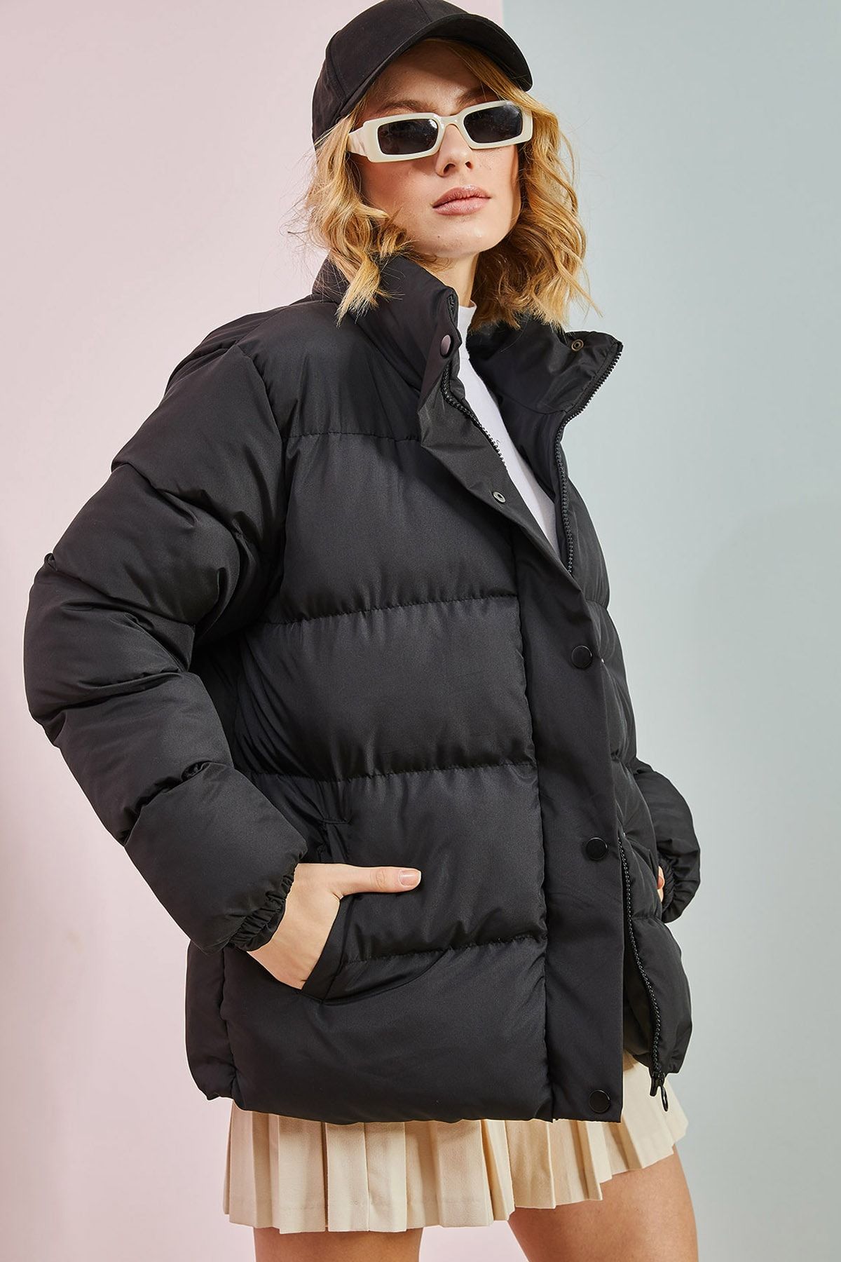 BIANCO LUCCI Mock Collar Puffer Jacket