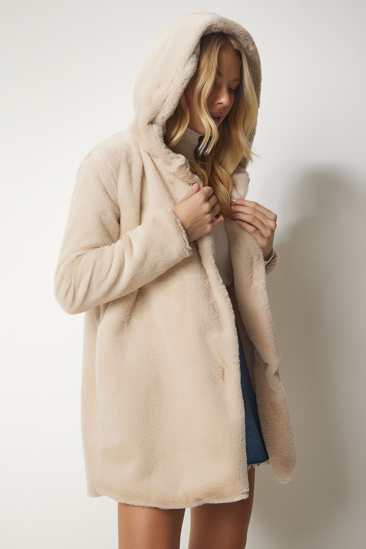Happiness istanbul Self Designed Hooded Overcoat-picture-34