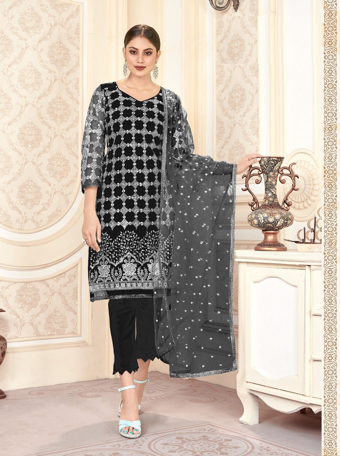 VARNI FABRICS Floral Embroidered Semi-Stitched Dress Material-image-44
