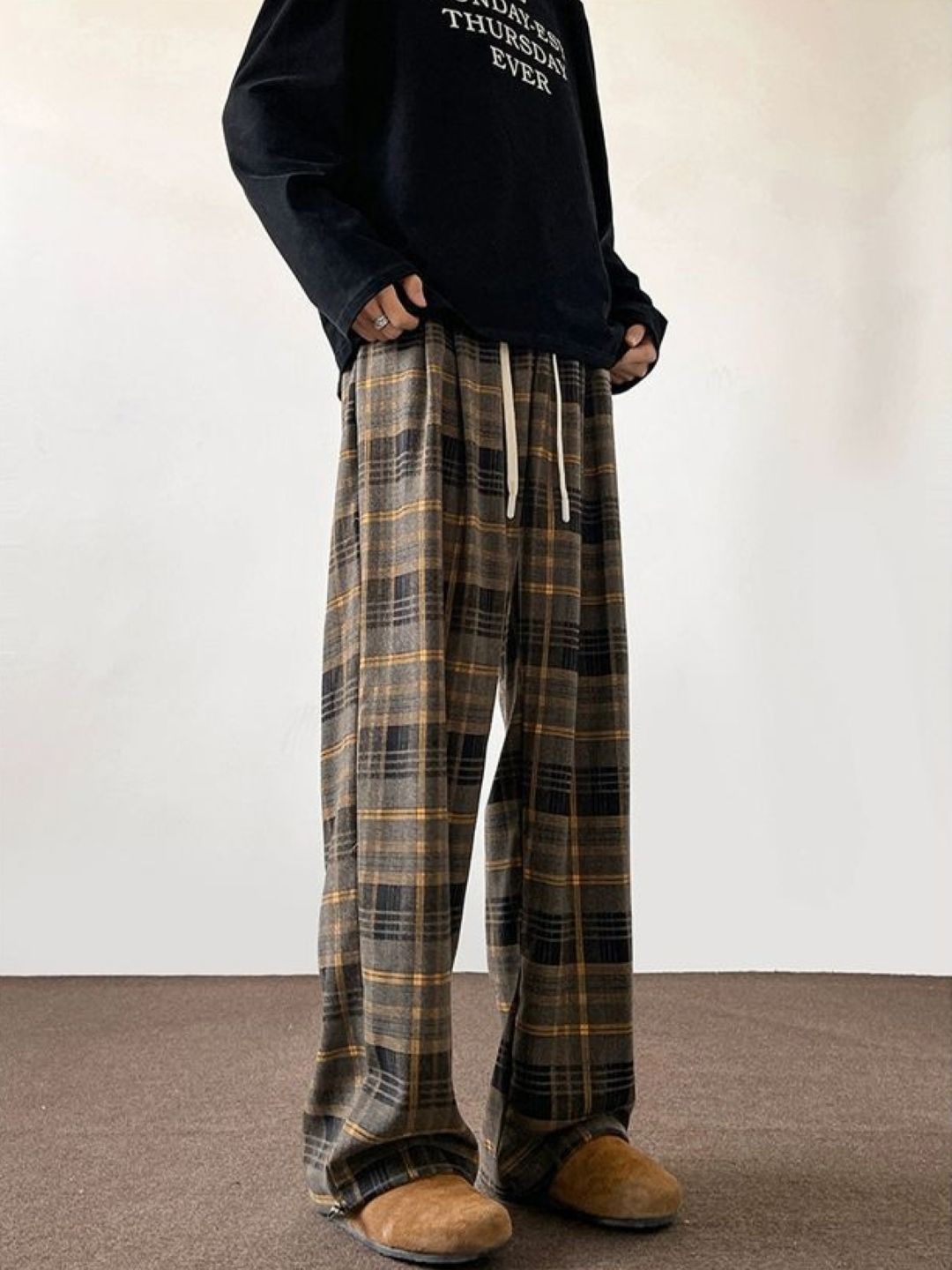 StyleCast Men Checked Original Regular Fit Mid-Rise Cotton Trousers-picture-11