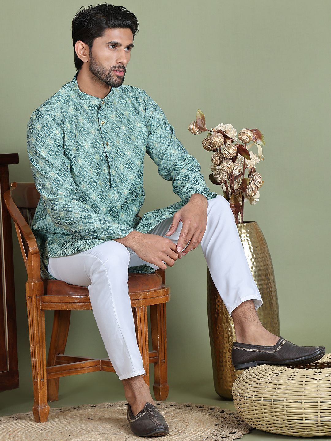 Jompers Men Geometric Jacquard Kurta-picture-23