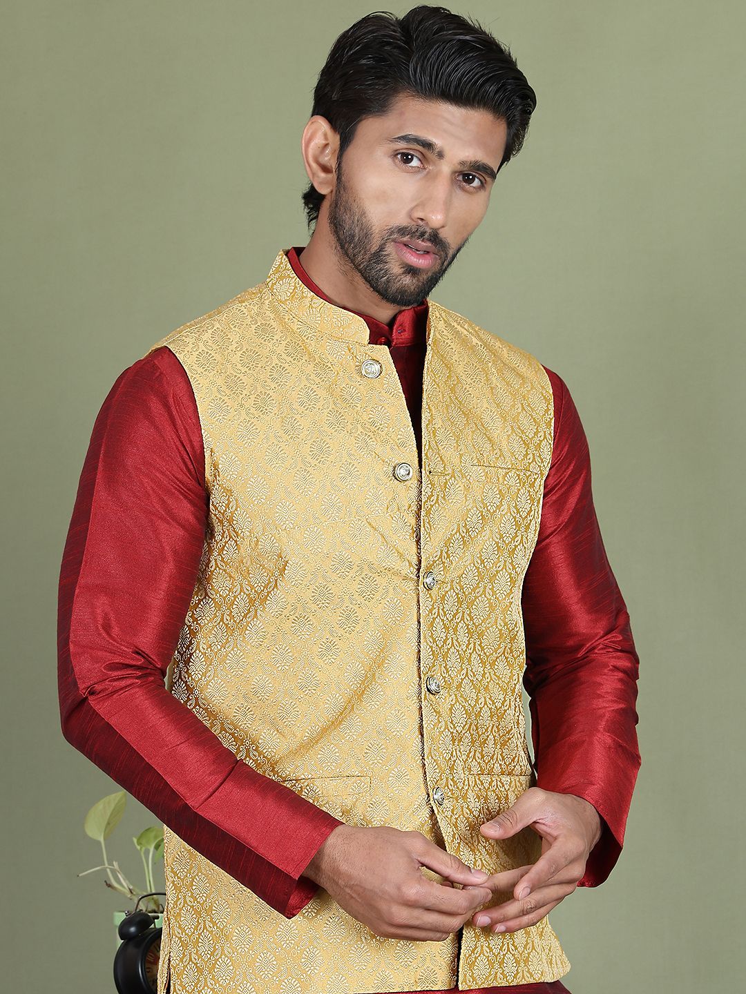 Jompers Men Woven Design Nehru Jacket-picture-50