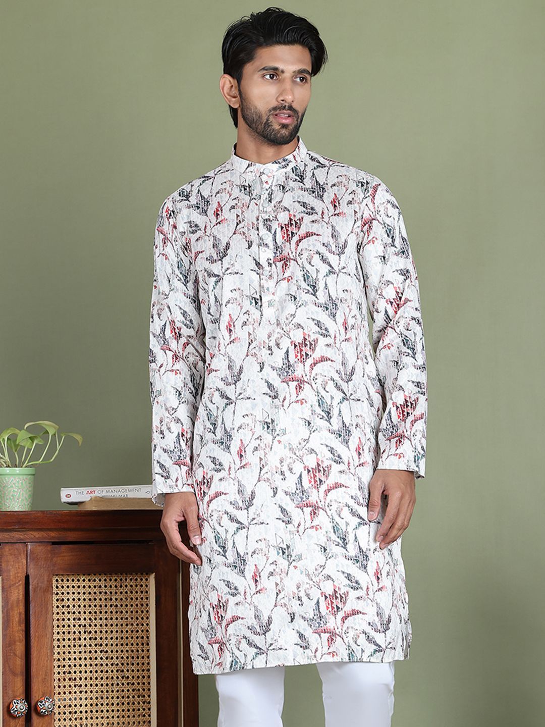 Anouk Men Floral Printed Sequinned Floral Kurta-picture-16