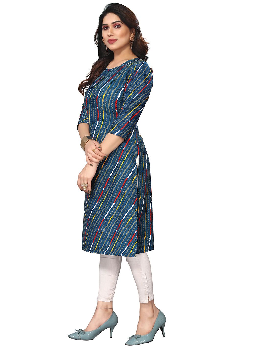 KETAKI FASHION Checked Round Neck Straight Kurta-image-9