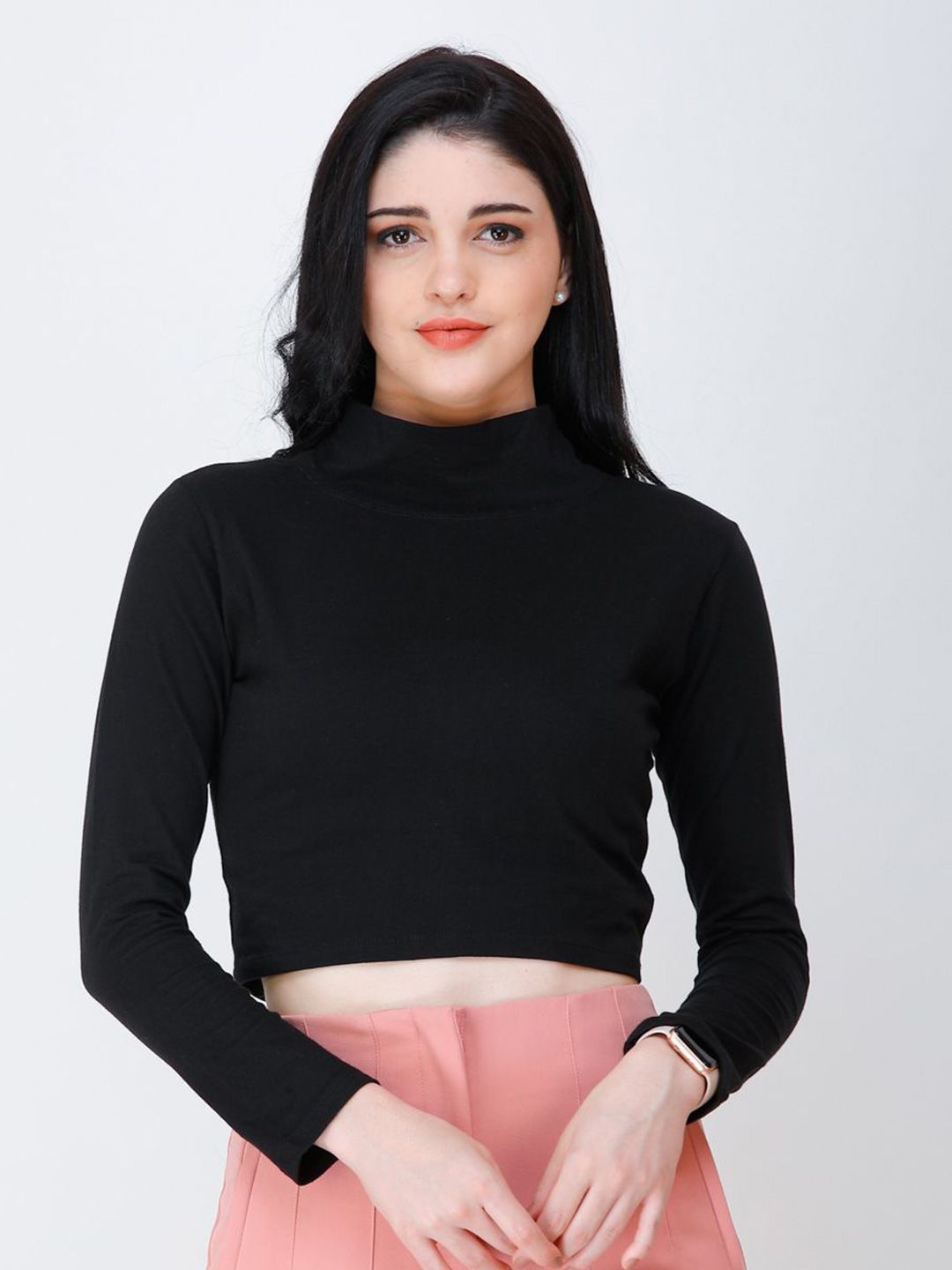 BAESD Women High Neck Fitted Crop Top-picture-19