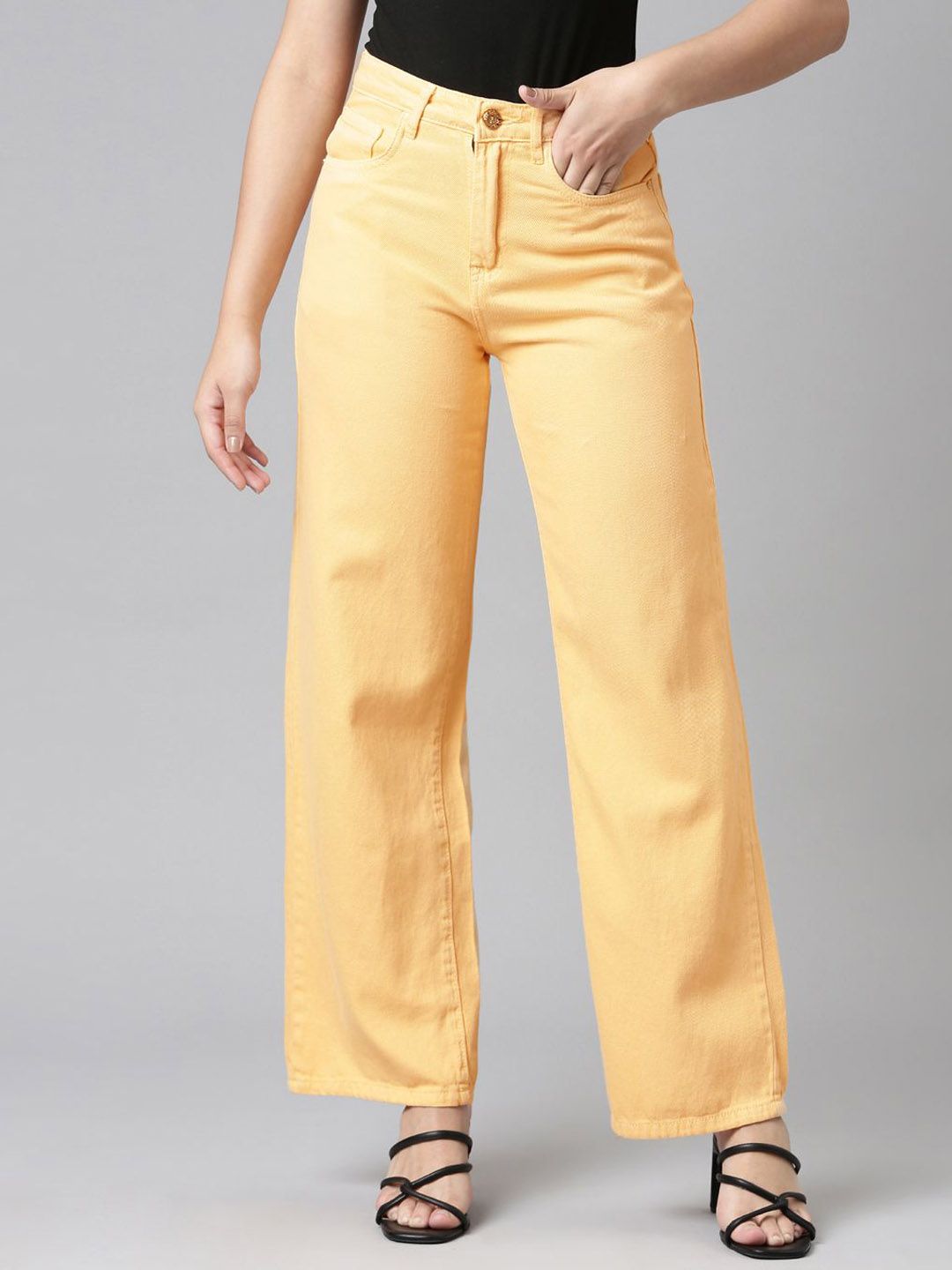 ZHEIA Women Cotton Wide Leg High-Rise Jeans-picture-28