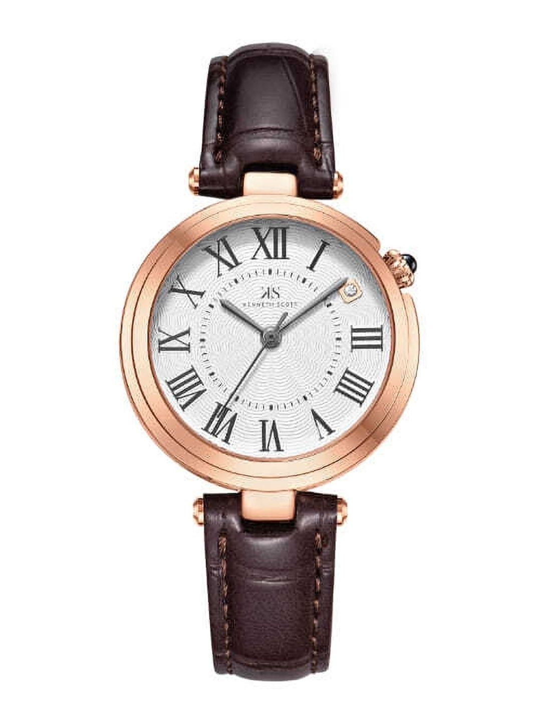 KENNETH SCOTT Women Embellished Dial Textured Straps Reset Time Analogue Watch K24510-RLDW-picture-30