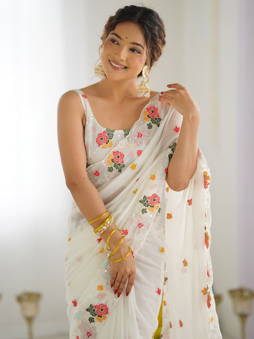 Anouk Floral Sequinned Saree-picture-21