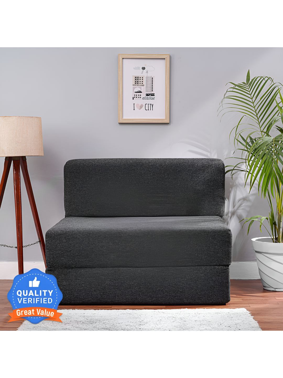 Solis Primus Comfort for all Grey Foam Fold Out Sofa Cum Bed