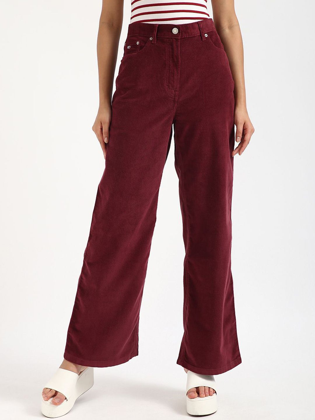 Tommy Hilfiger Women Cotton Embroidered Loose Fit Trousers-image-44