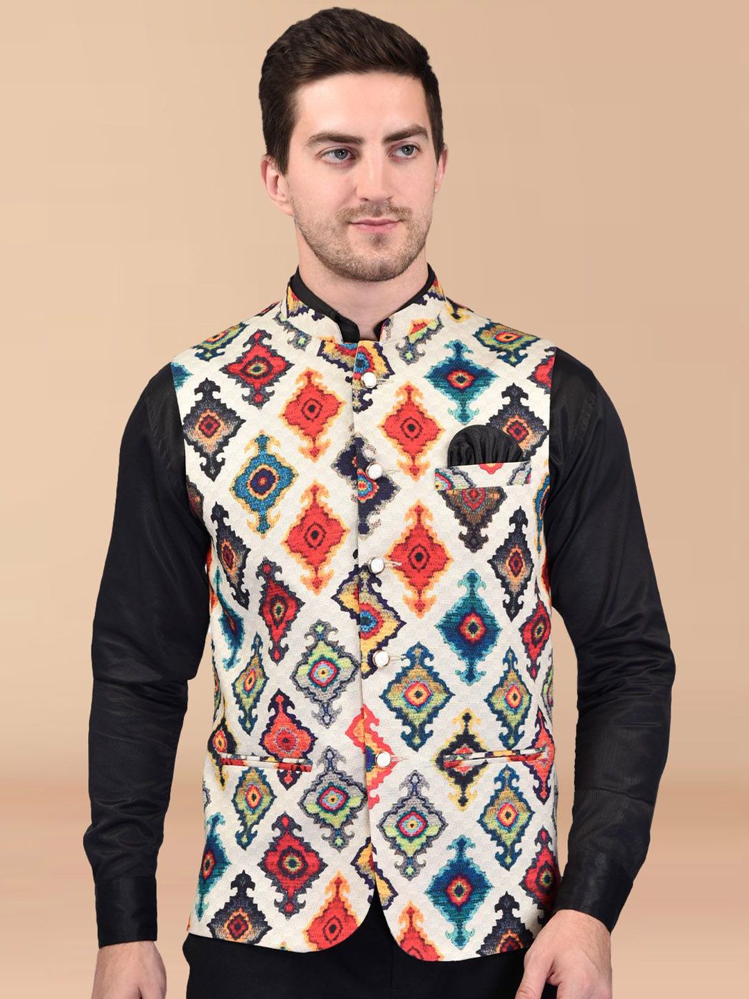 PRINTINDIA Men Printed Mandarin Neck Nehru Jacket-image-47