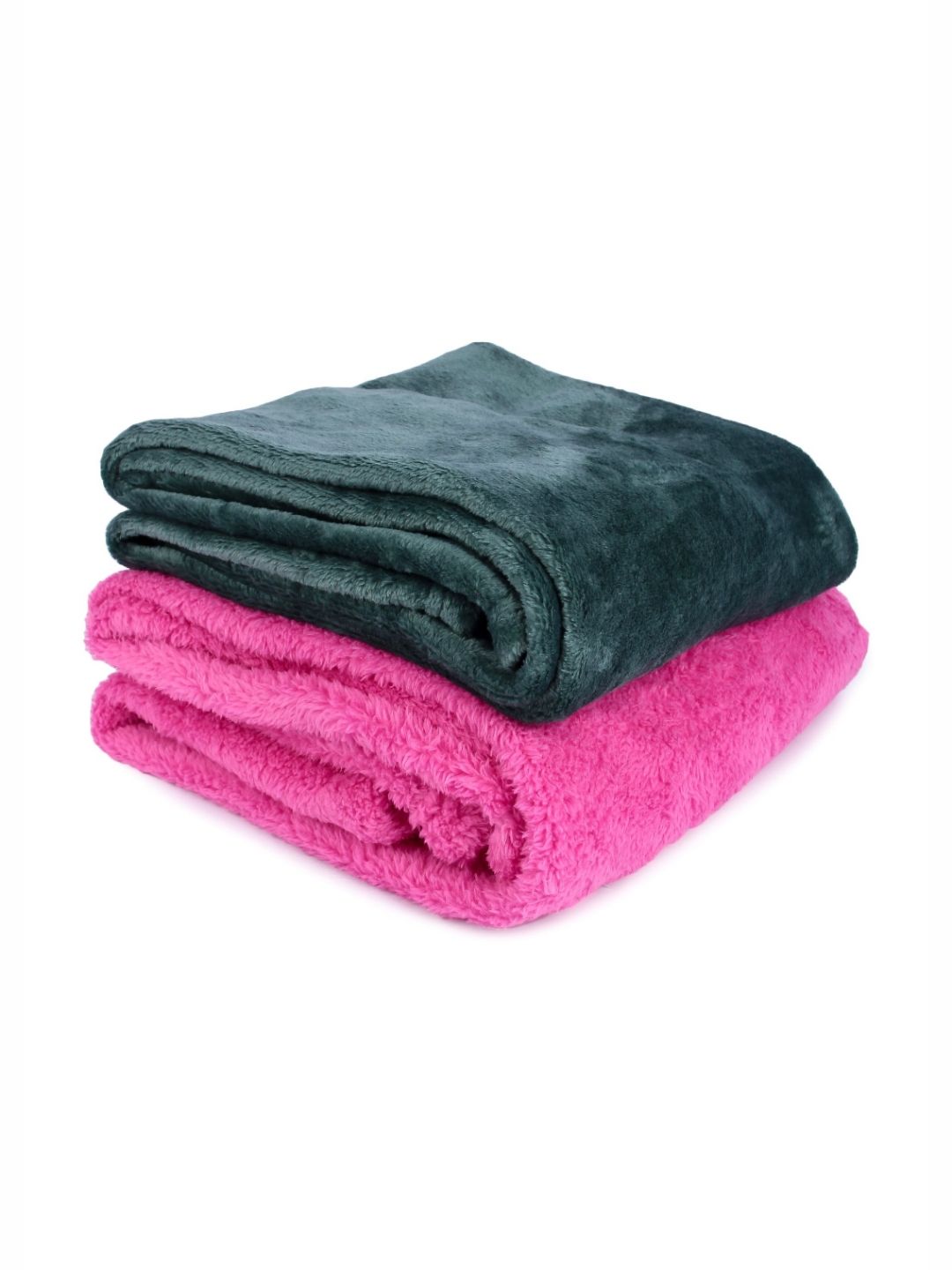 Butterthief Magenta & Green Set of 2 Woollen Mild Winter Single Bed Blanket-image-11