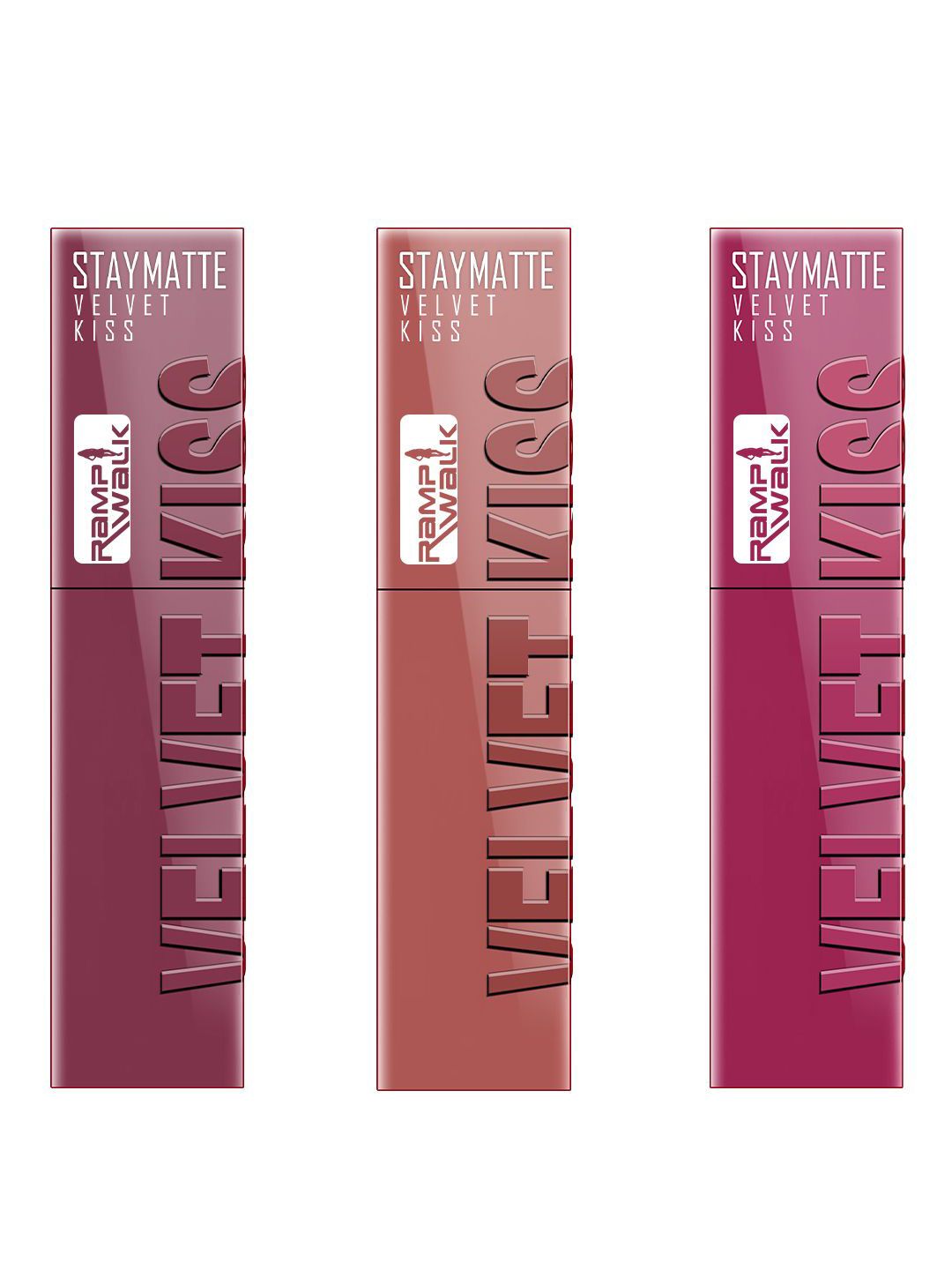 Ramp Walk Velvet Kiss Set Of 3 Waterproof Liquid Lipstick - 3.5 ml Each-Shade 04-05-08-picture-38