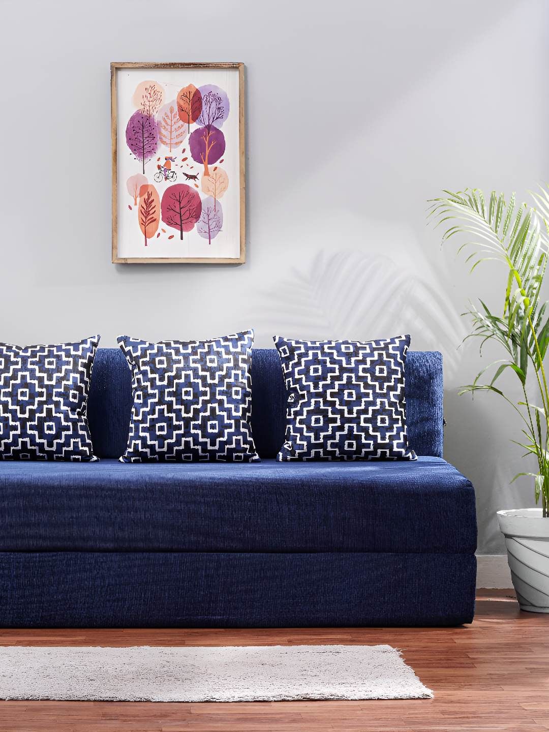 Solis Primus Comfort for all Blue 3 Seater Cushion Inflatable Sofa Cum Bed