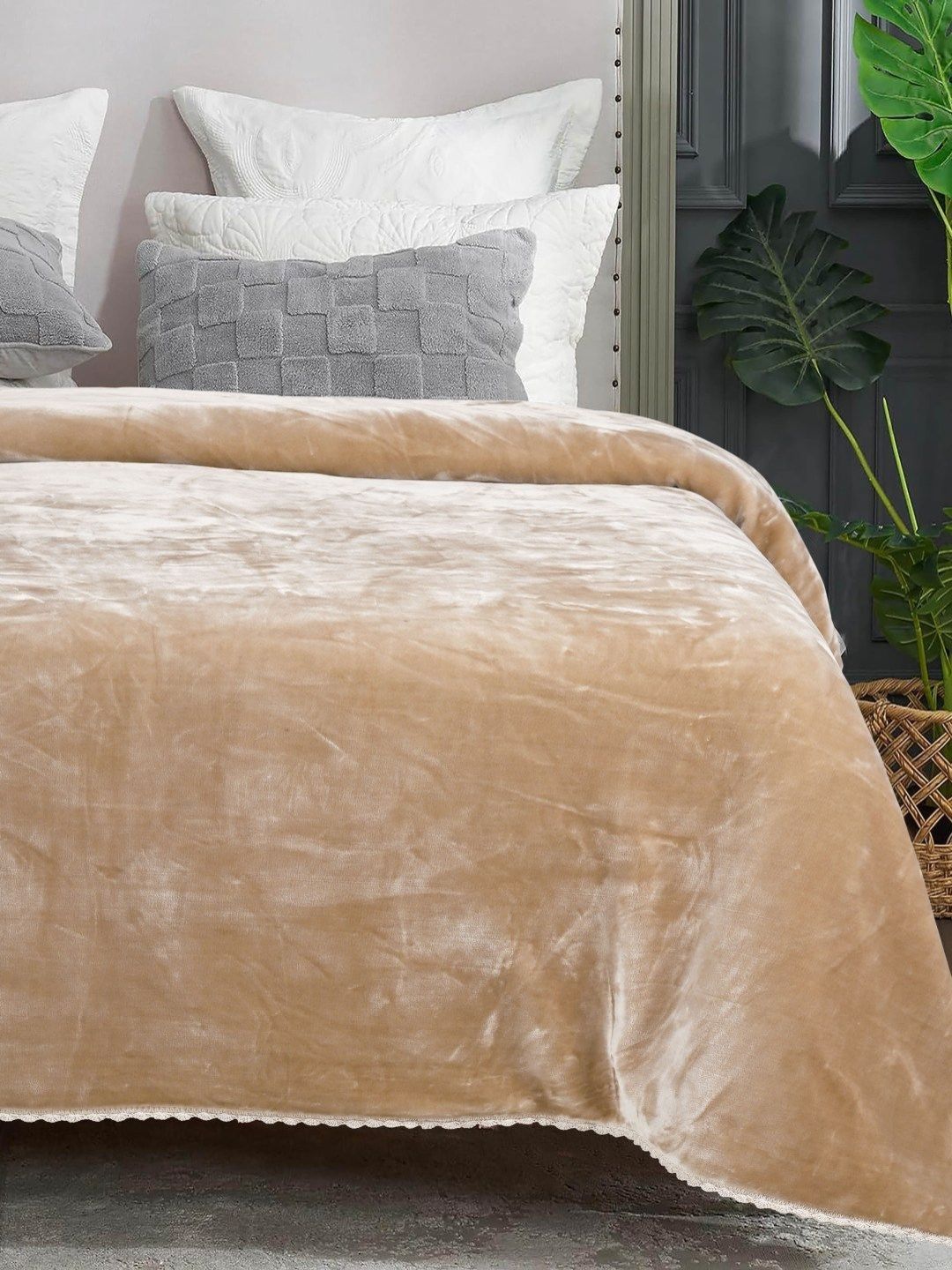 Saral Home Beige Mild Winter 400 GSM Single Bed Blanket-picture-12