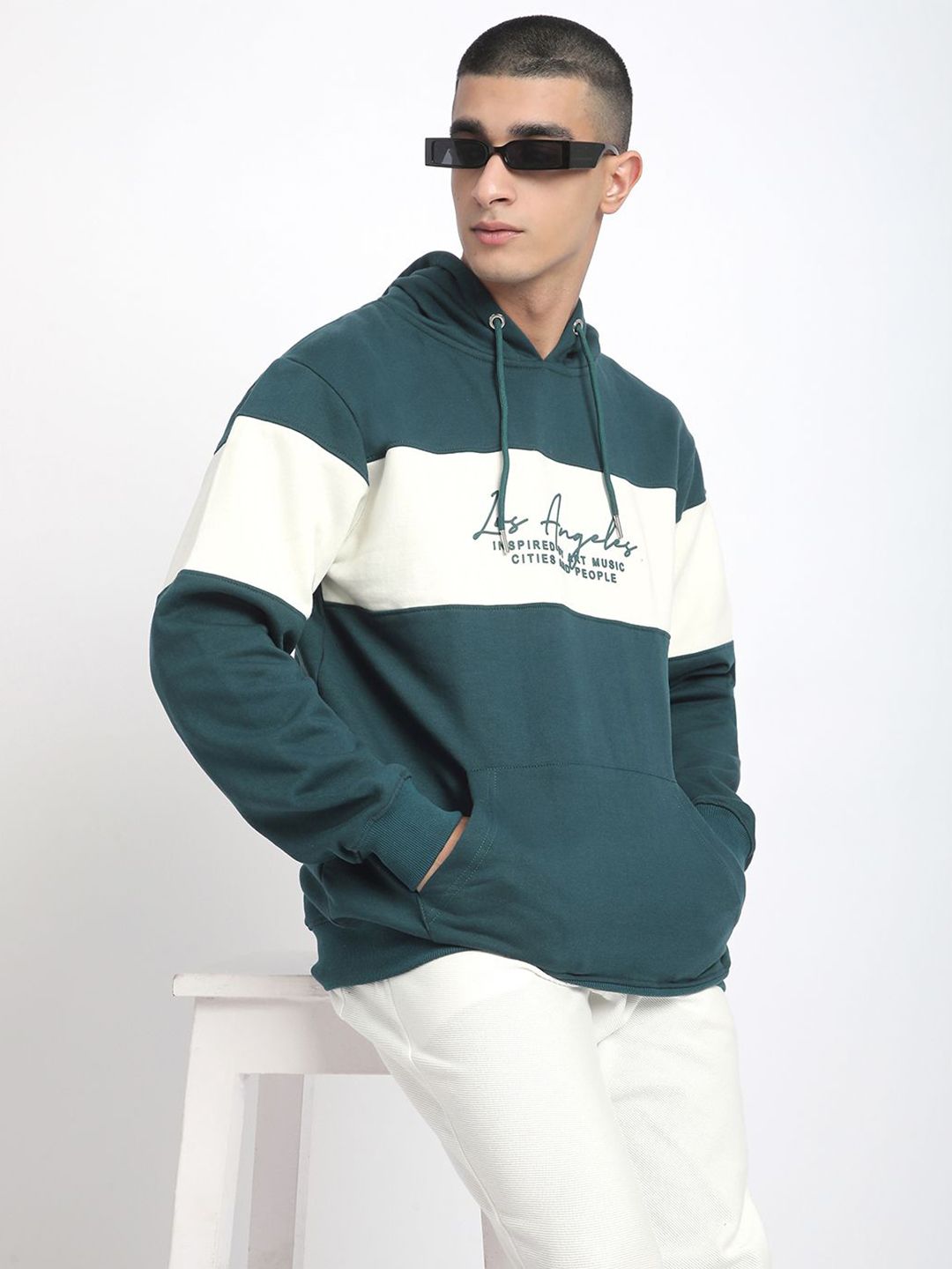 R&B Men Colourblocked Hooded Cotton Sweatshirt-picture-17