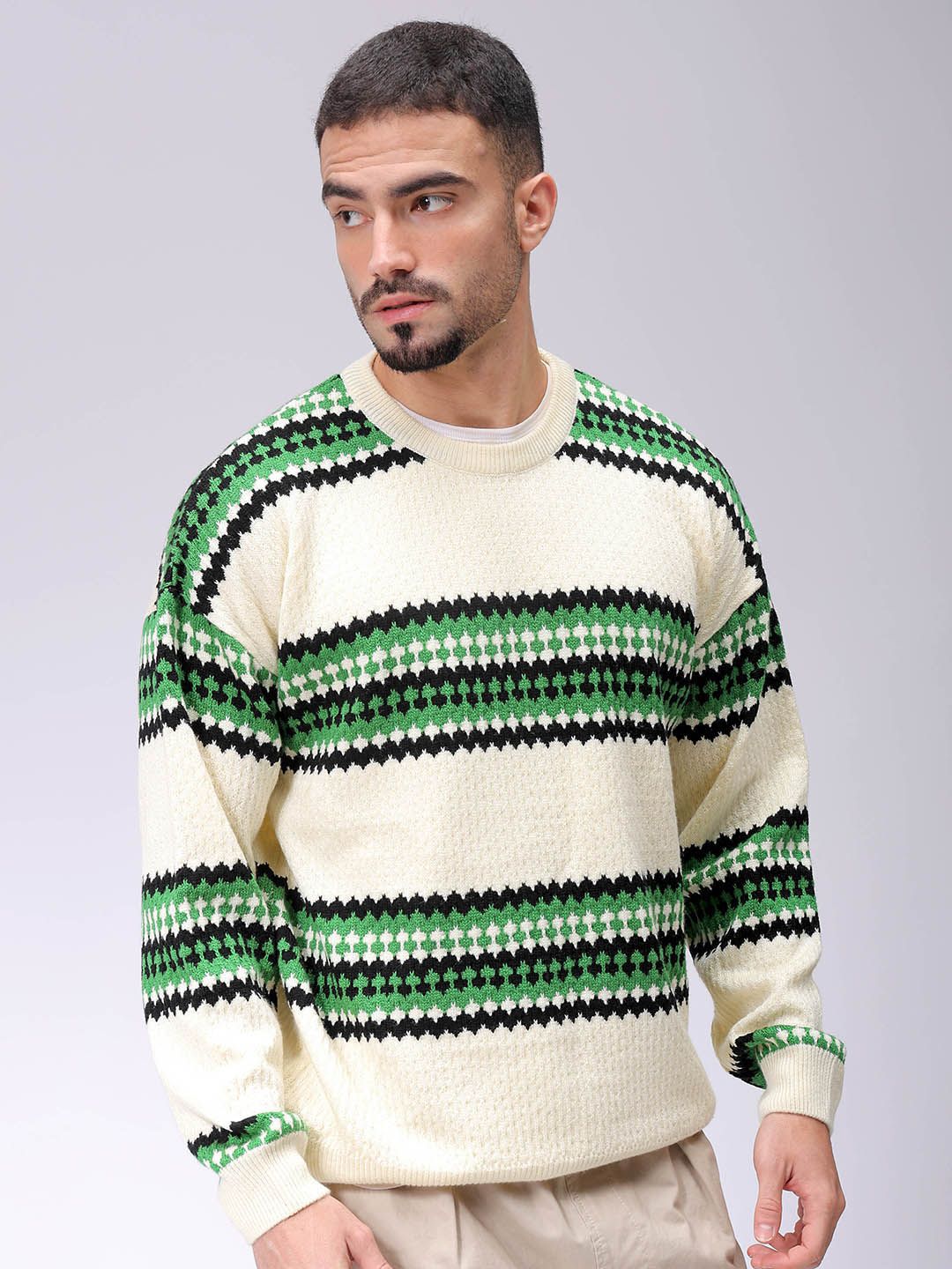 The Indian Garage Co Men Striped Pullover Sweaters-picture-33