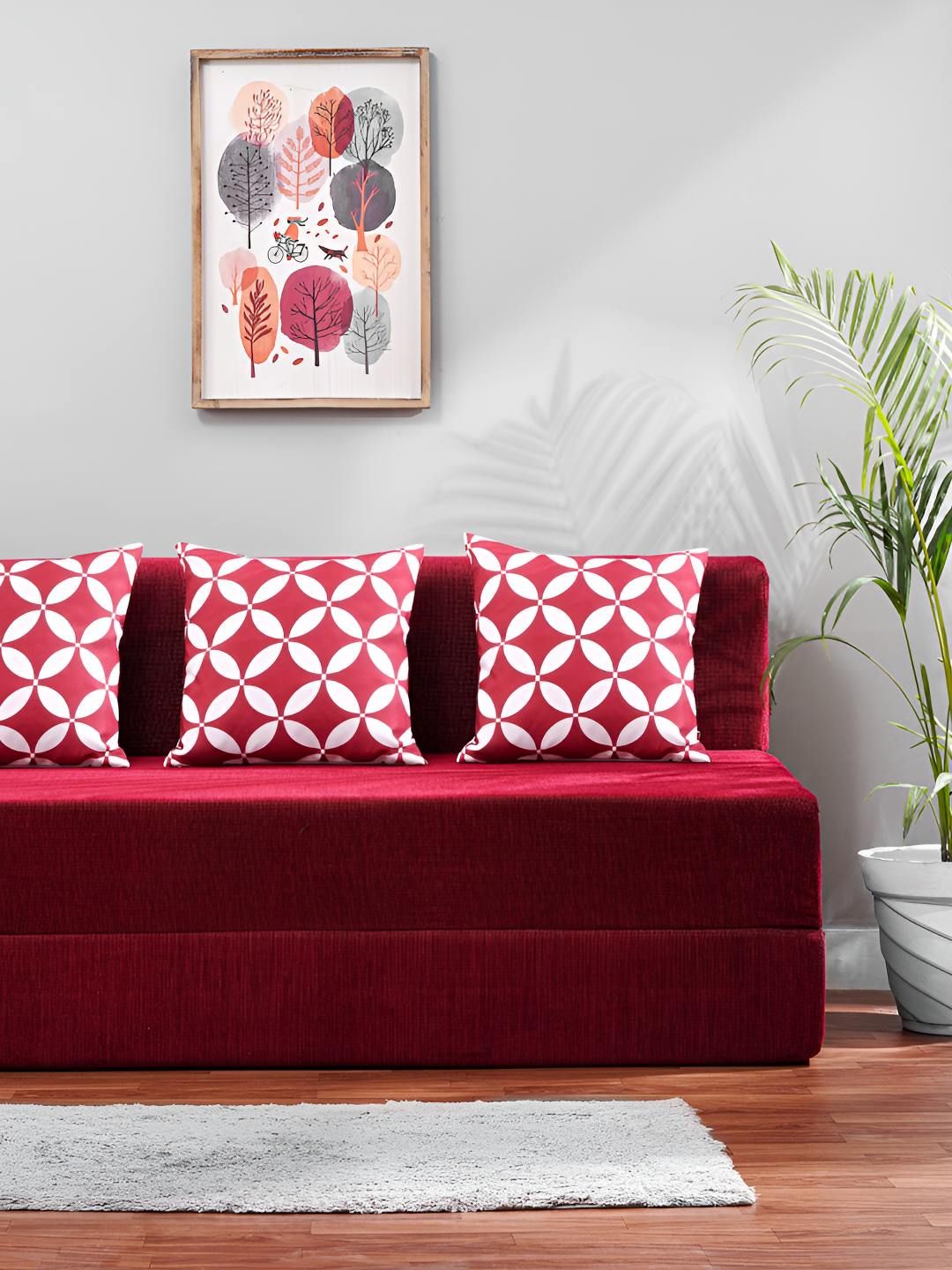 Solis Primus Comfort for all Maroon 3 Seater Foam Fold Out Sofa Cum Bed