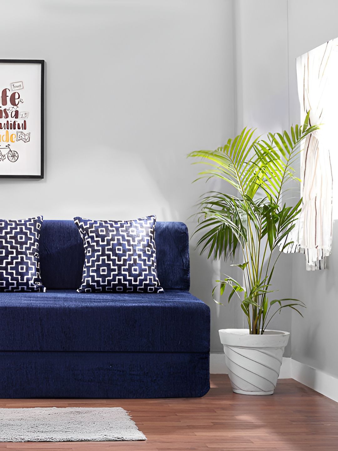 Solis Primus Comfort for all Blue Foam Fold Out Sofa Cum Bed