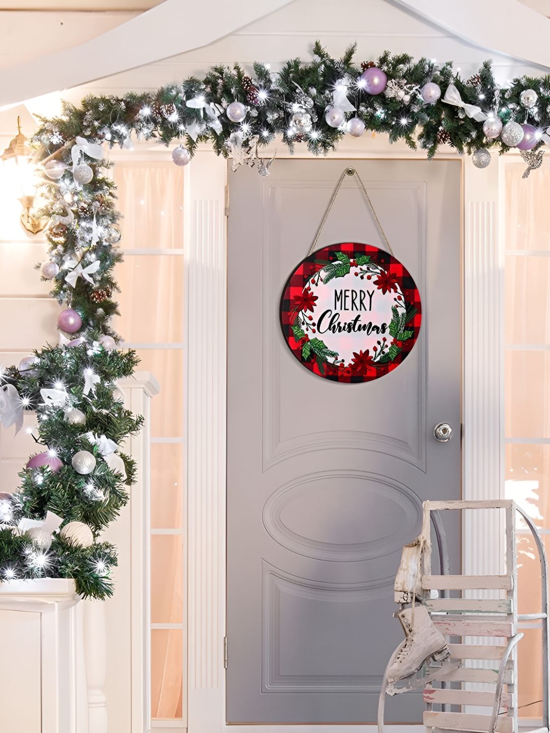 CraftVatika Red & white Christmas Wall Hanging-picture-47