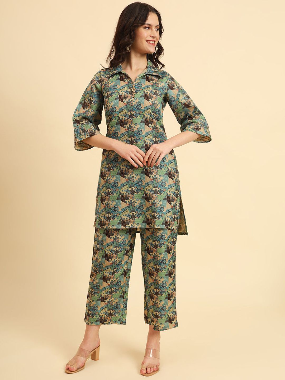 Yufta Printed Tunic With Palazzo Co-Ords