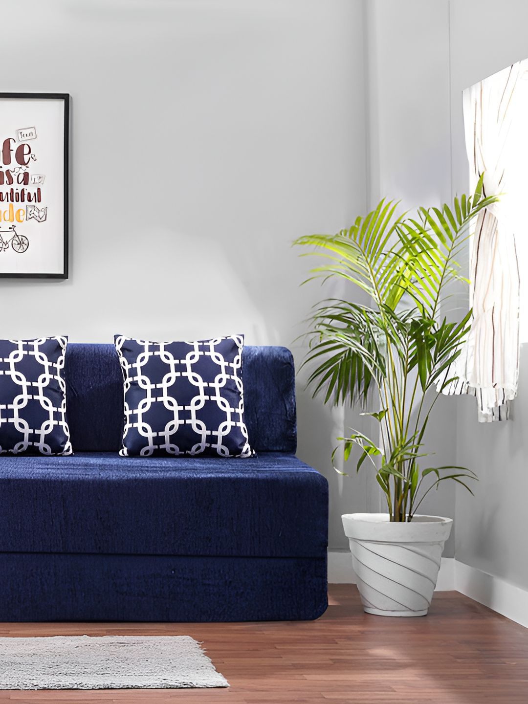 Solis Primus Comfort for all Navy-Blue 3 Seater Foam Fold Out Sofa Cum Bed