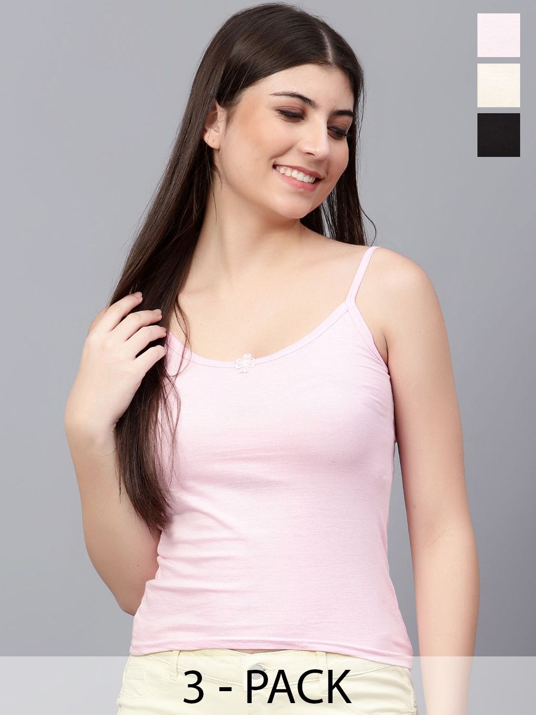 Moda Rapido Women Pack Of 3 Cotton Camisoles