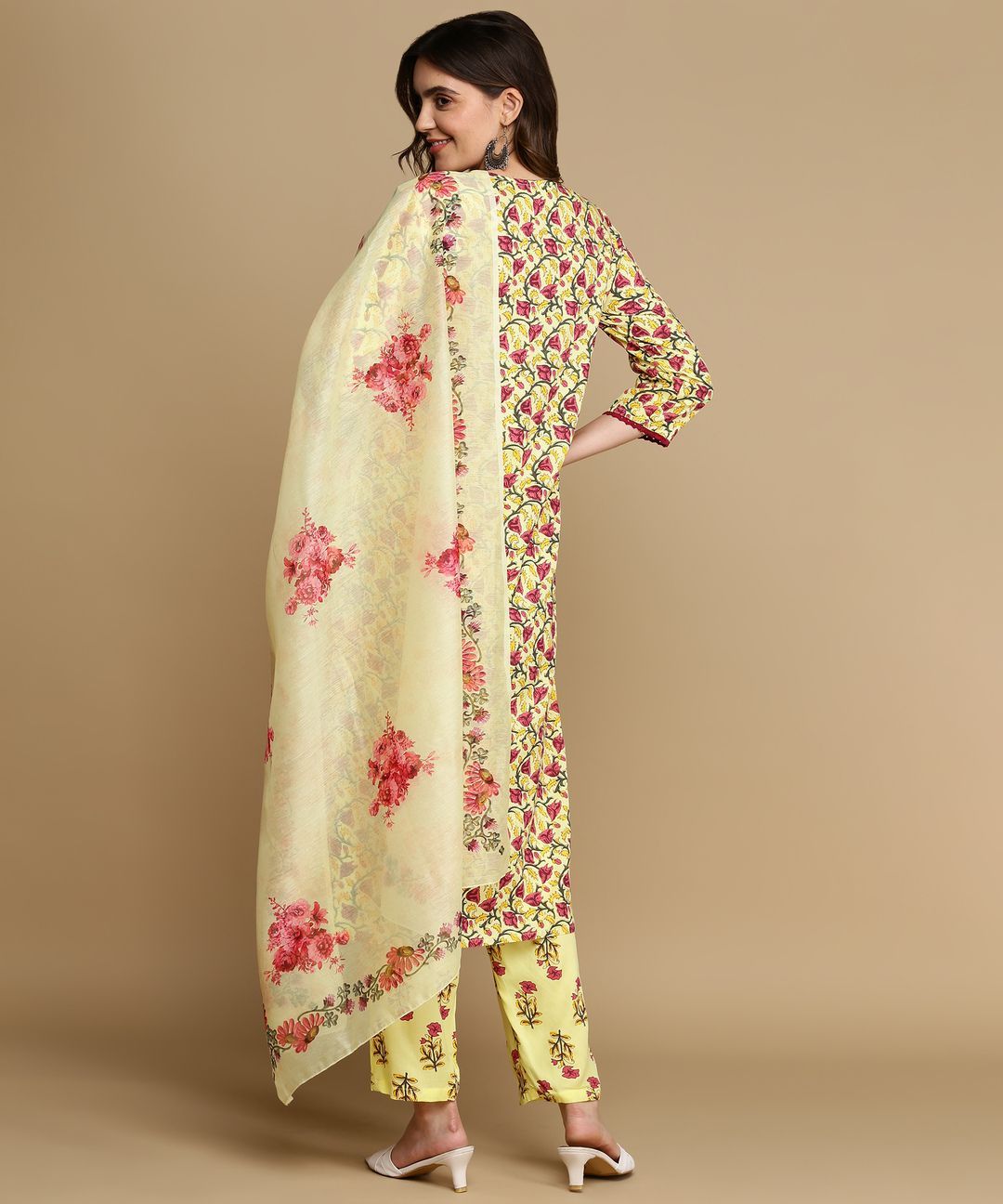 Casual Office Wear Indian Kurti Yash Gallery Women's Rayon Floral Print Angrakha Kurta Bell Sleeve V-Neck Kurti