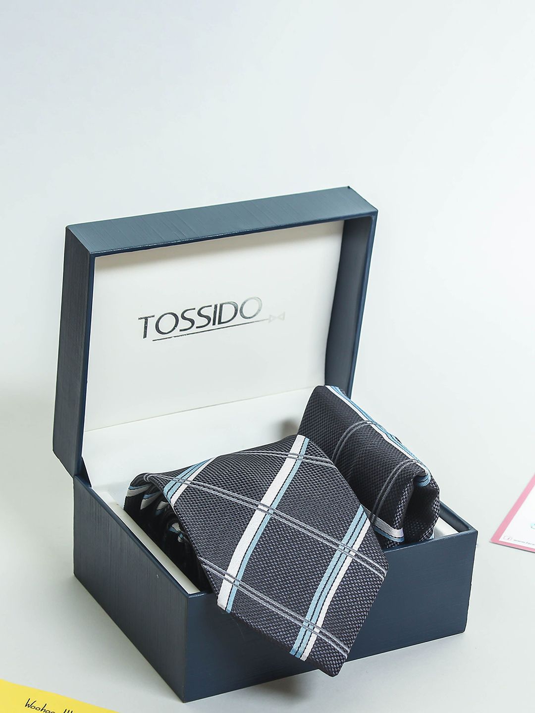 Tossido Men Check Necktie & Pocket Square Accessory Gift Set-picture-21