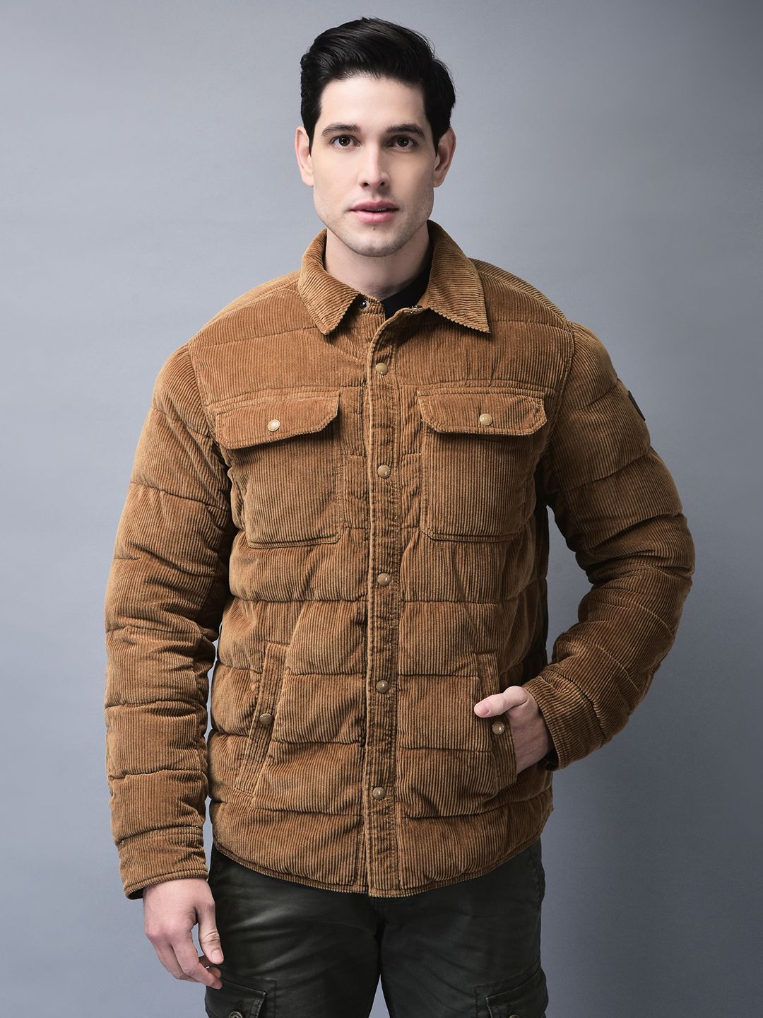 Woodland Men Spread Collar Self Design Cotton Casual Tailored Jacket-picture-17