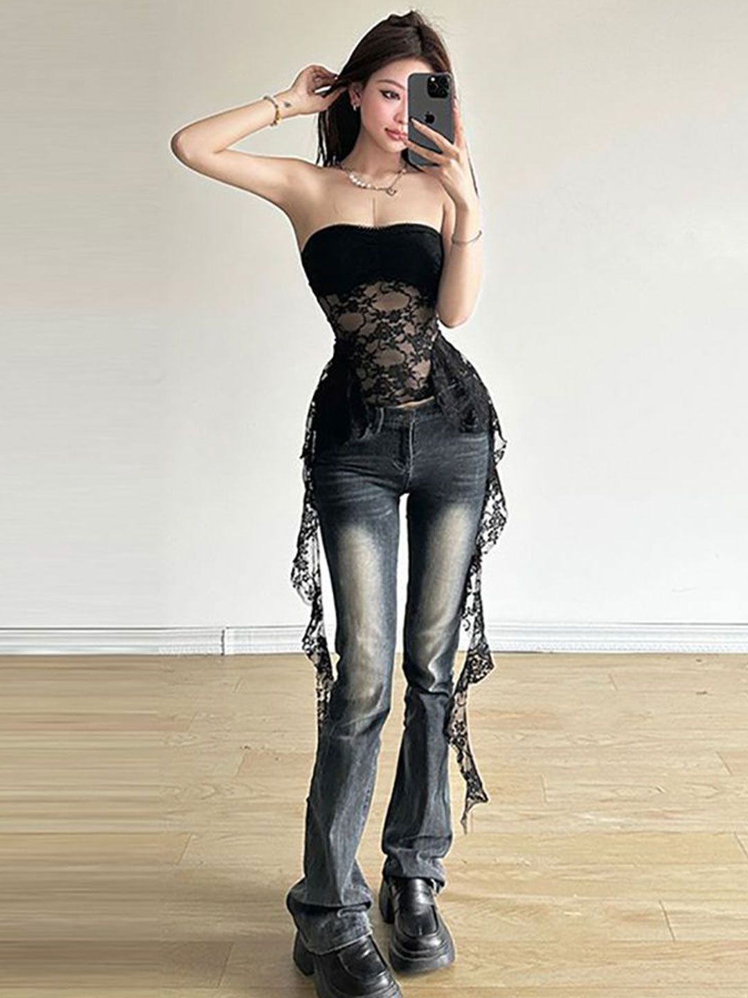 StyleCast x Revolte Women Embroidered Off-Shoulder Tube Crop Top view 3