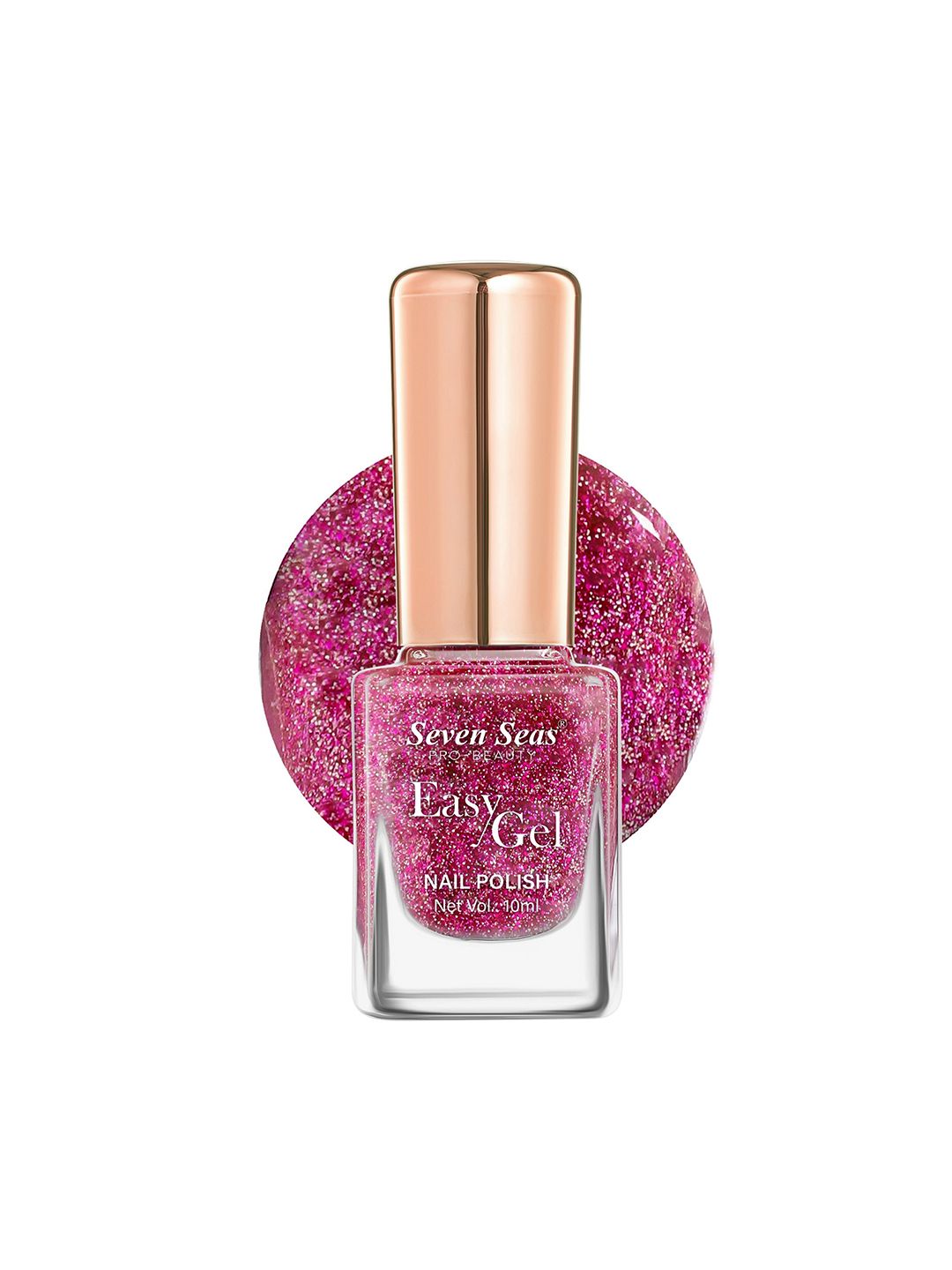 Seven Seas Easy Gel Quick Dry Formula Glitter Nail Polish- 10 ml- Shade- 241 - Pink-picture-33
