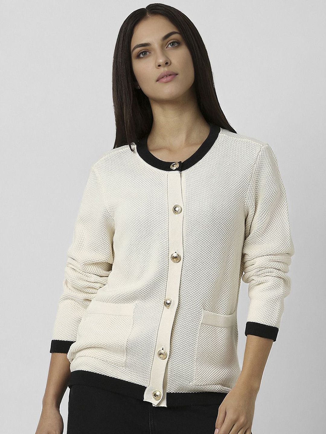 Van Heusen Woman Colourblocked Front-Open Sweater-picture-12