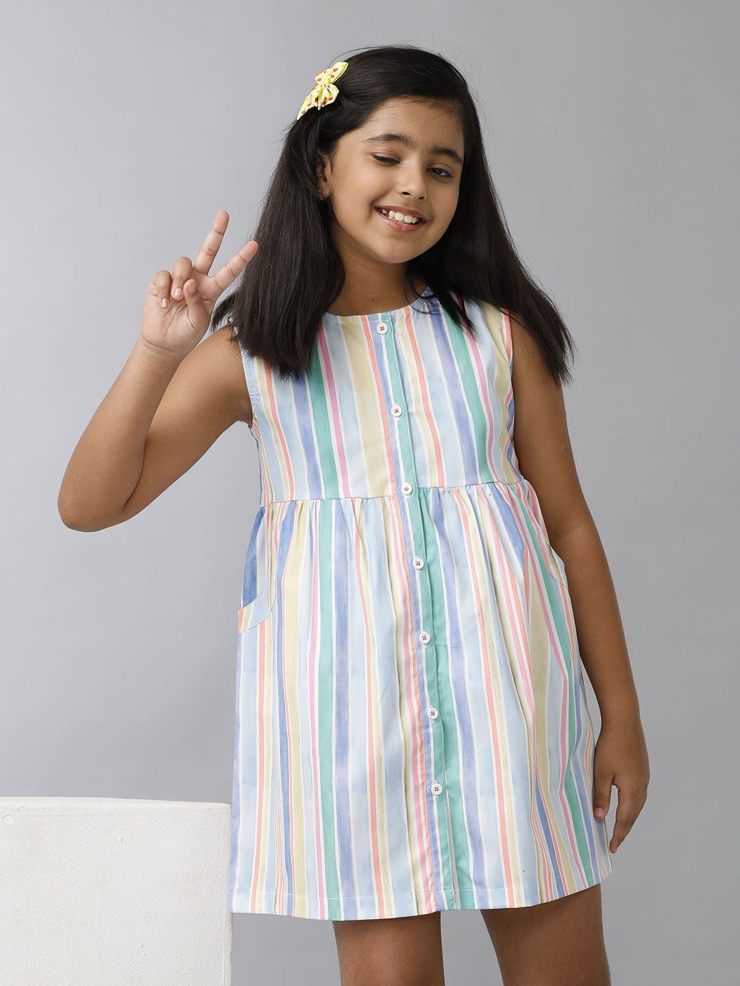 UNDER FOURTEEN ONLY Striped A-Line Dress-picture-42