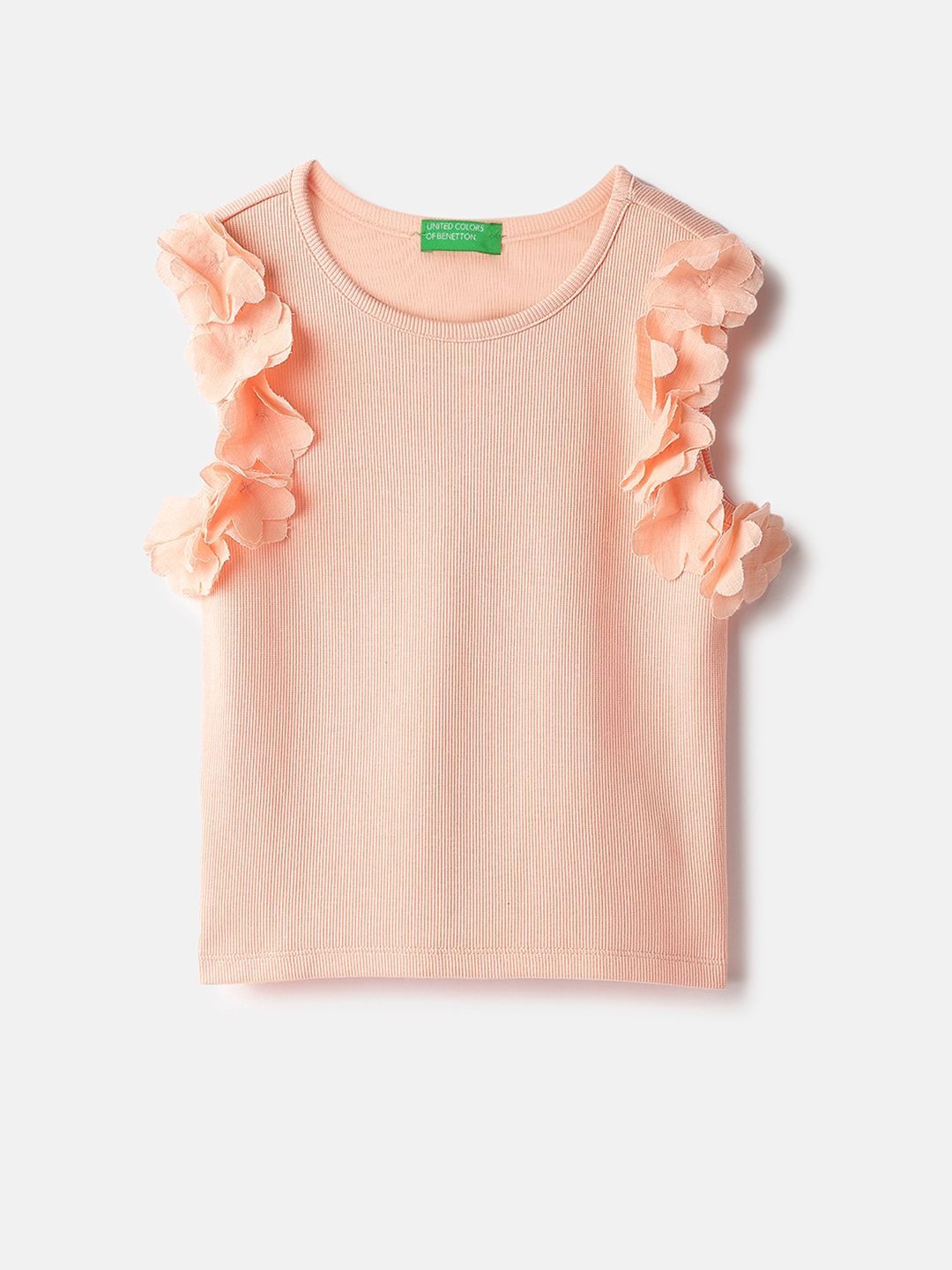 United Colors of Benetton Girls Pure Cotton Ribbed Sleeveless Top