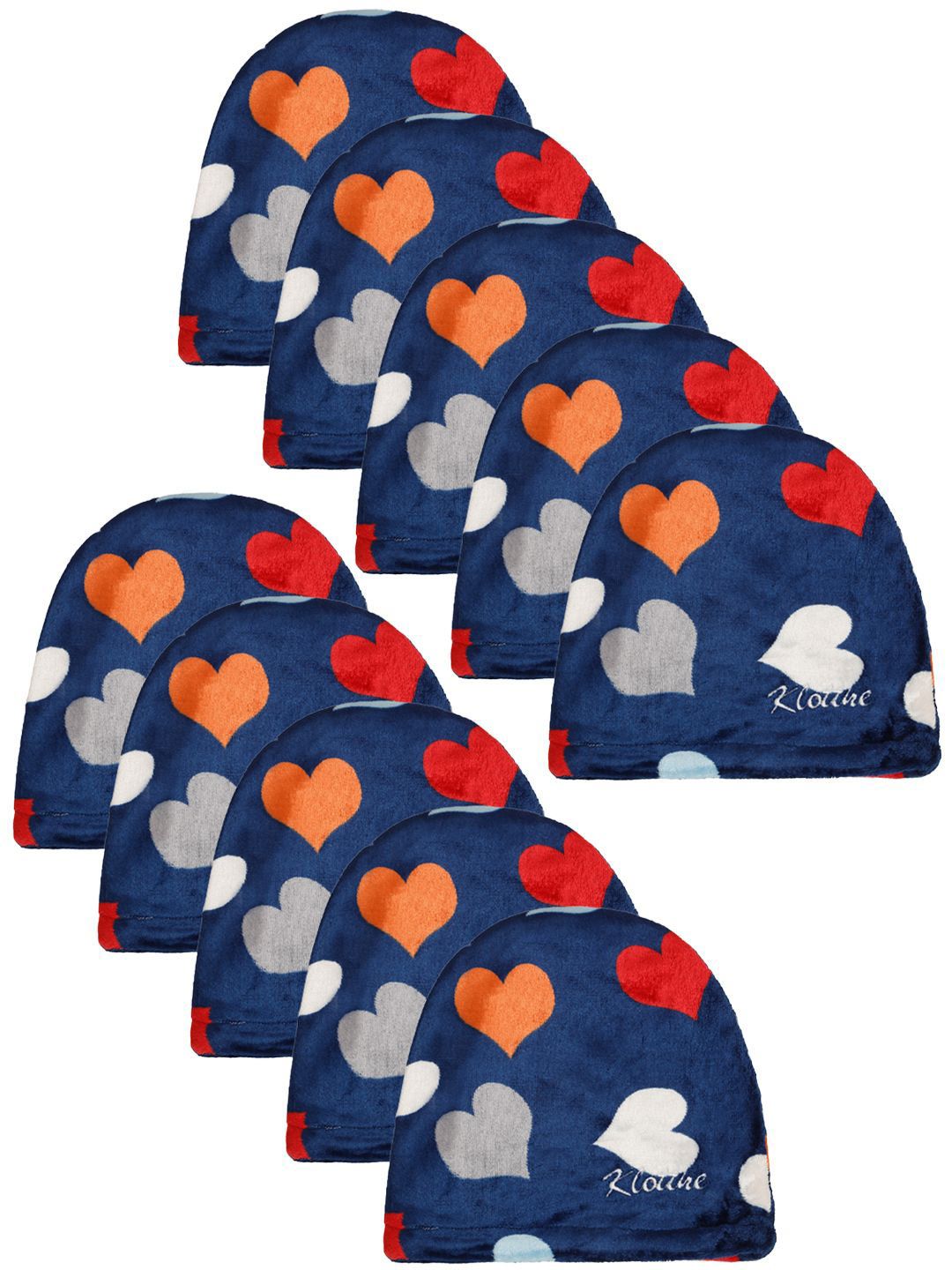 KLOTTHE Men Set Of 10 Blue & Red Geometric Printed Woolen Beanie Cap-image-13