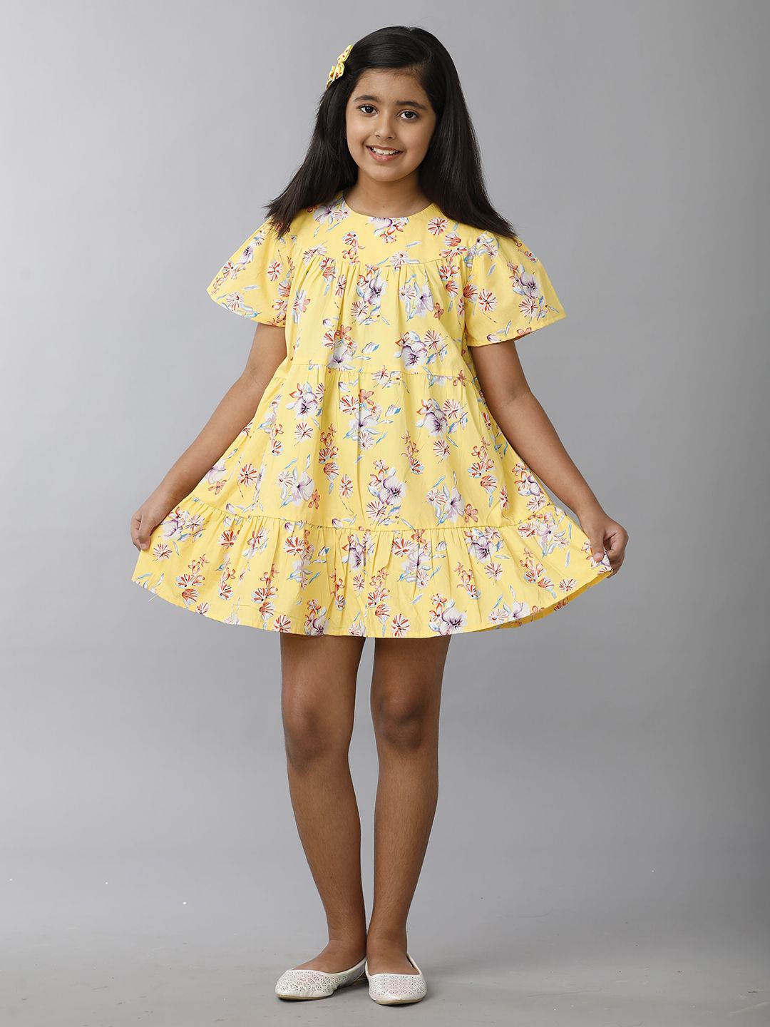 UNDER FOURTEEN ONLY Floral Print Flared Sleeve A-Line Dress-picture-21