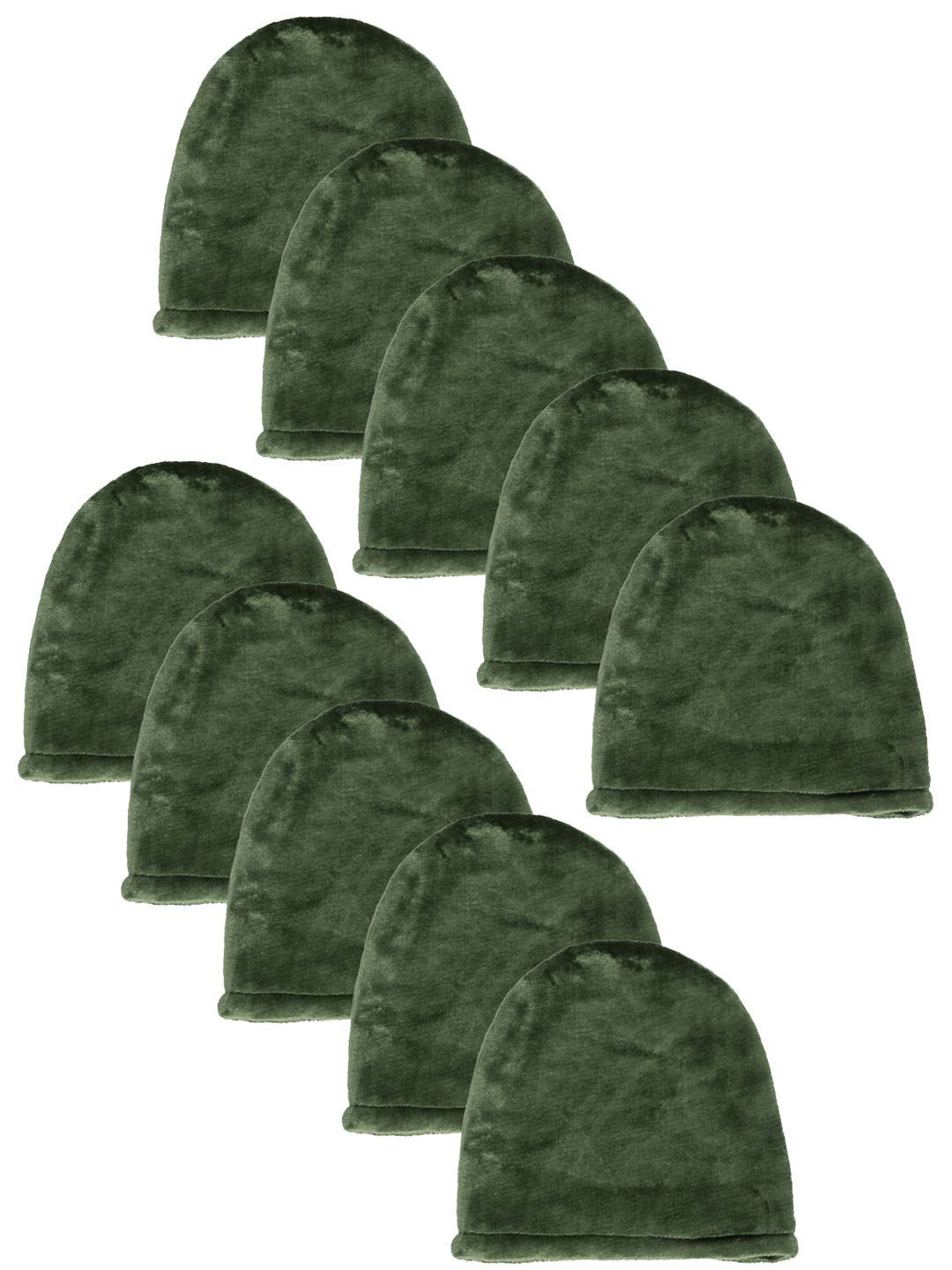 KLOTTHE Men Set Of 10 Green Woolen Beanie Caps-picture-12