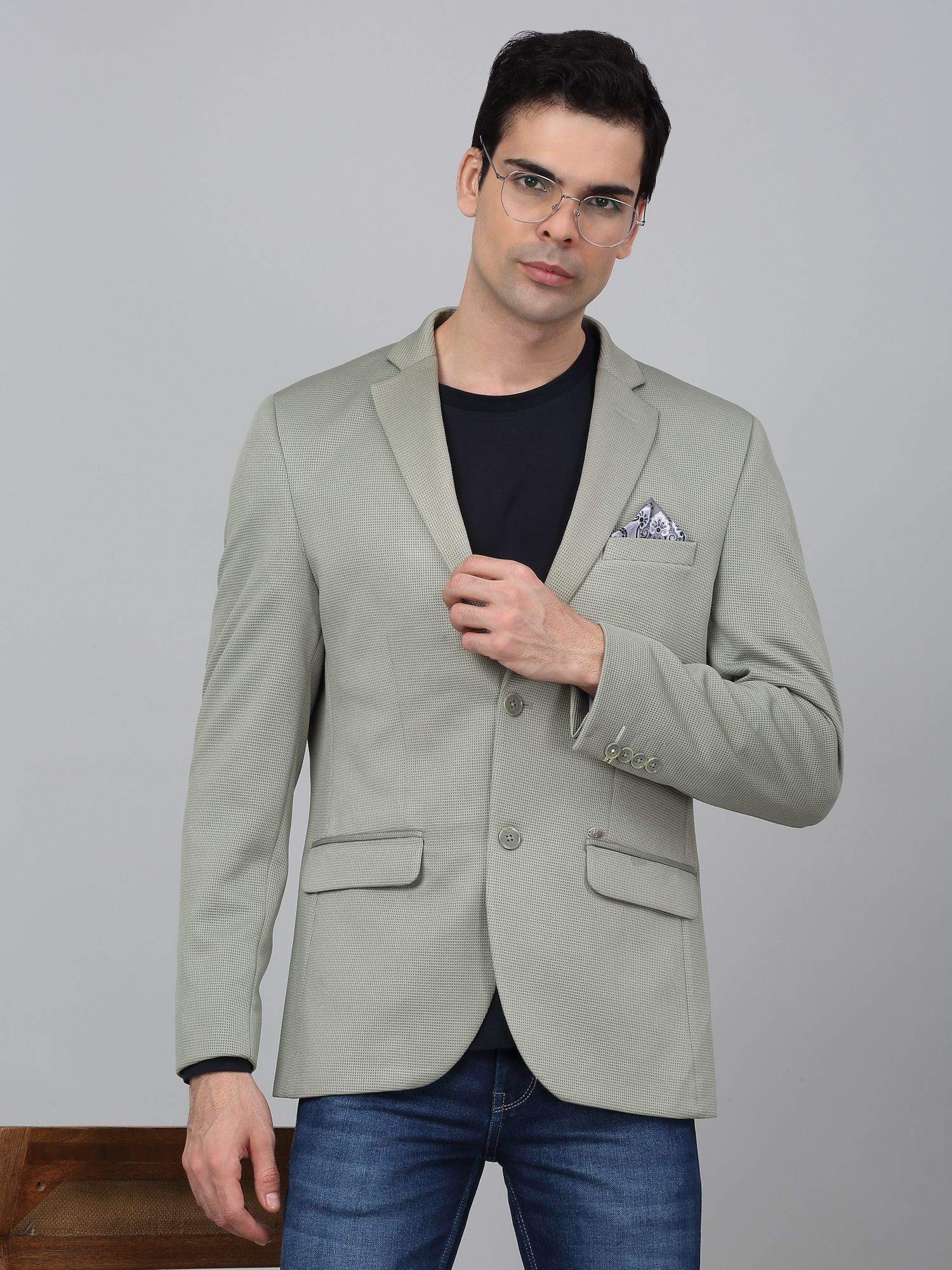 Cantabil Self Design Single Breasted Formal Blazer-picture-20