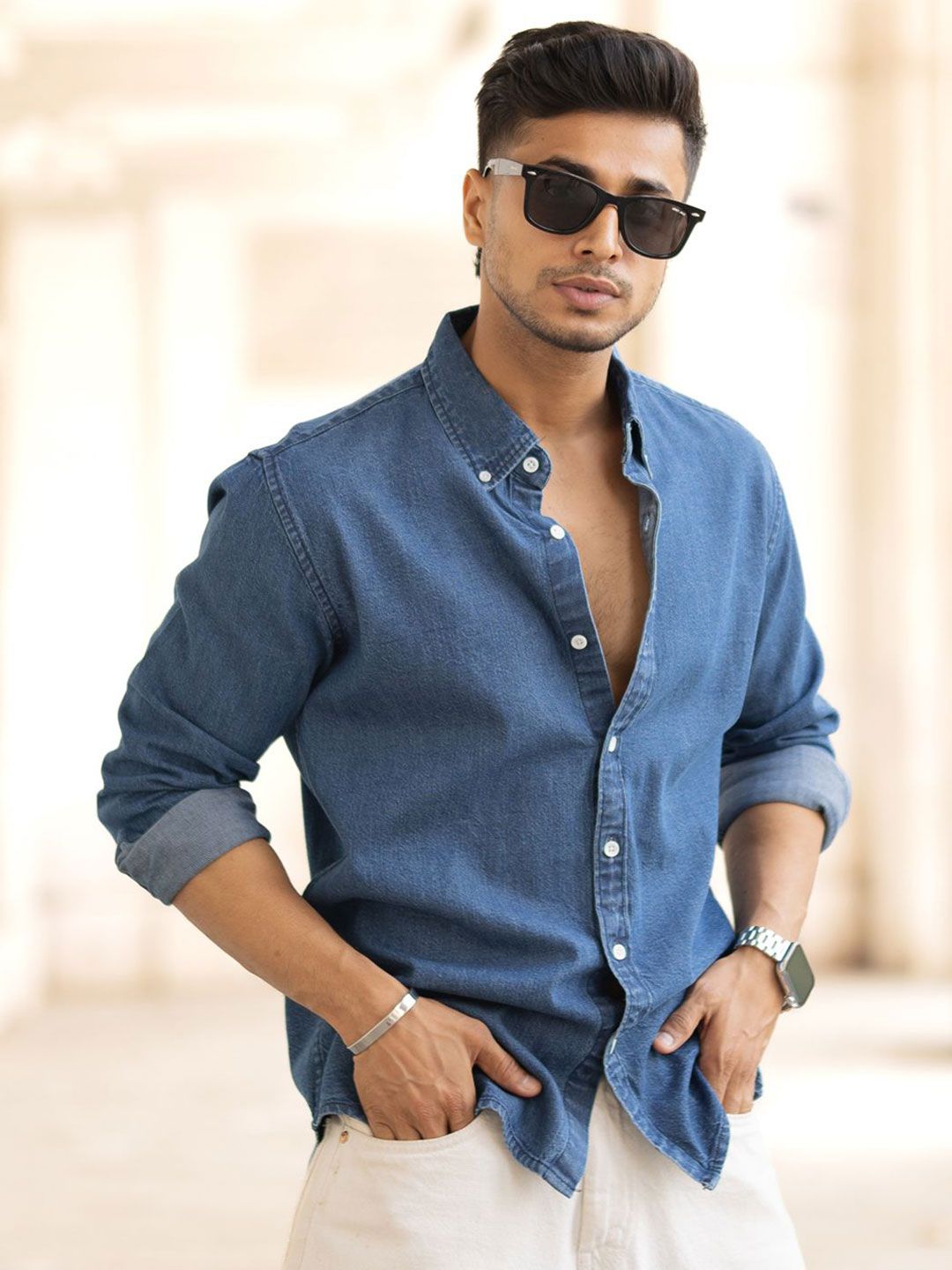 Powerlook Men Button-Down Collar Solid Cotton Casual Shirt-image-42