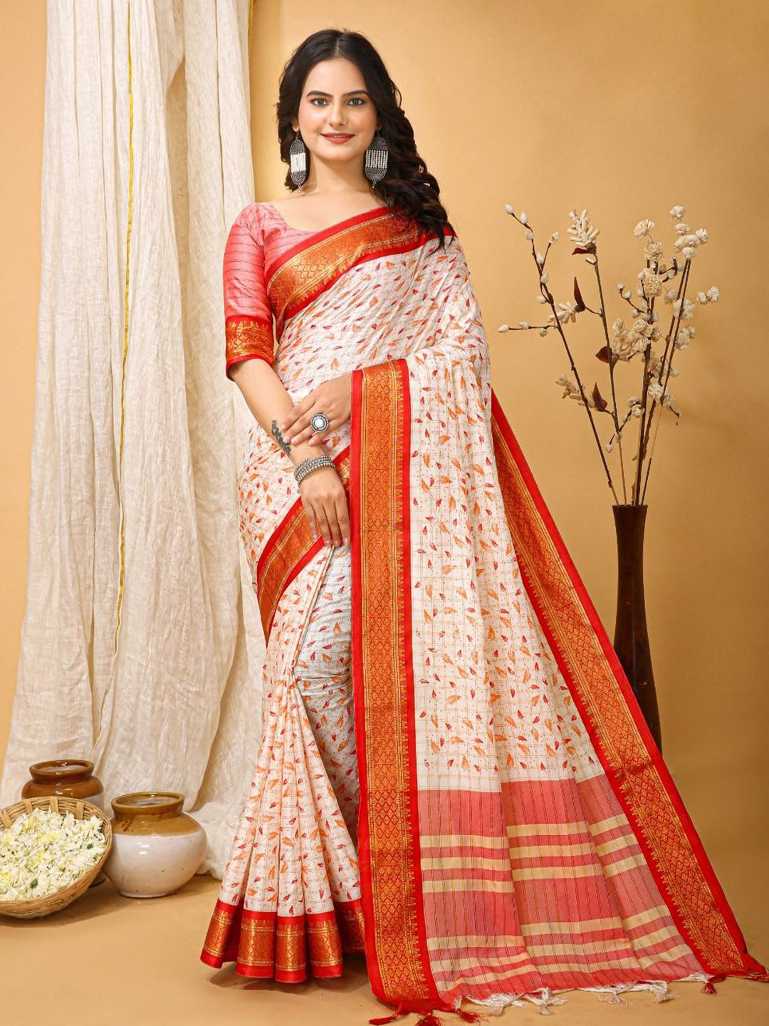 Kriyansh Checked Zari Saree-picture-20