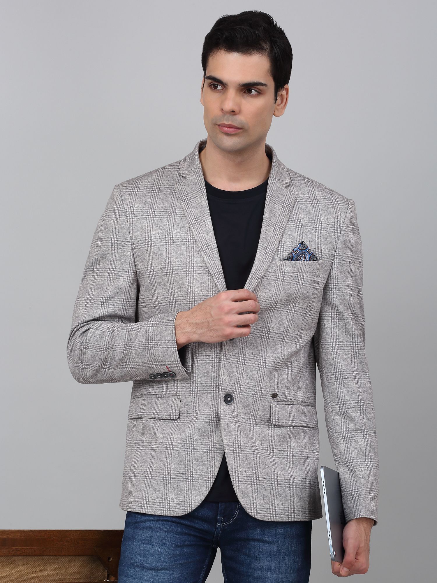 Cantabil Checked Single Breasted Blazer-picture-50