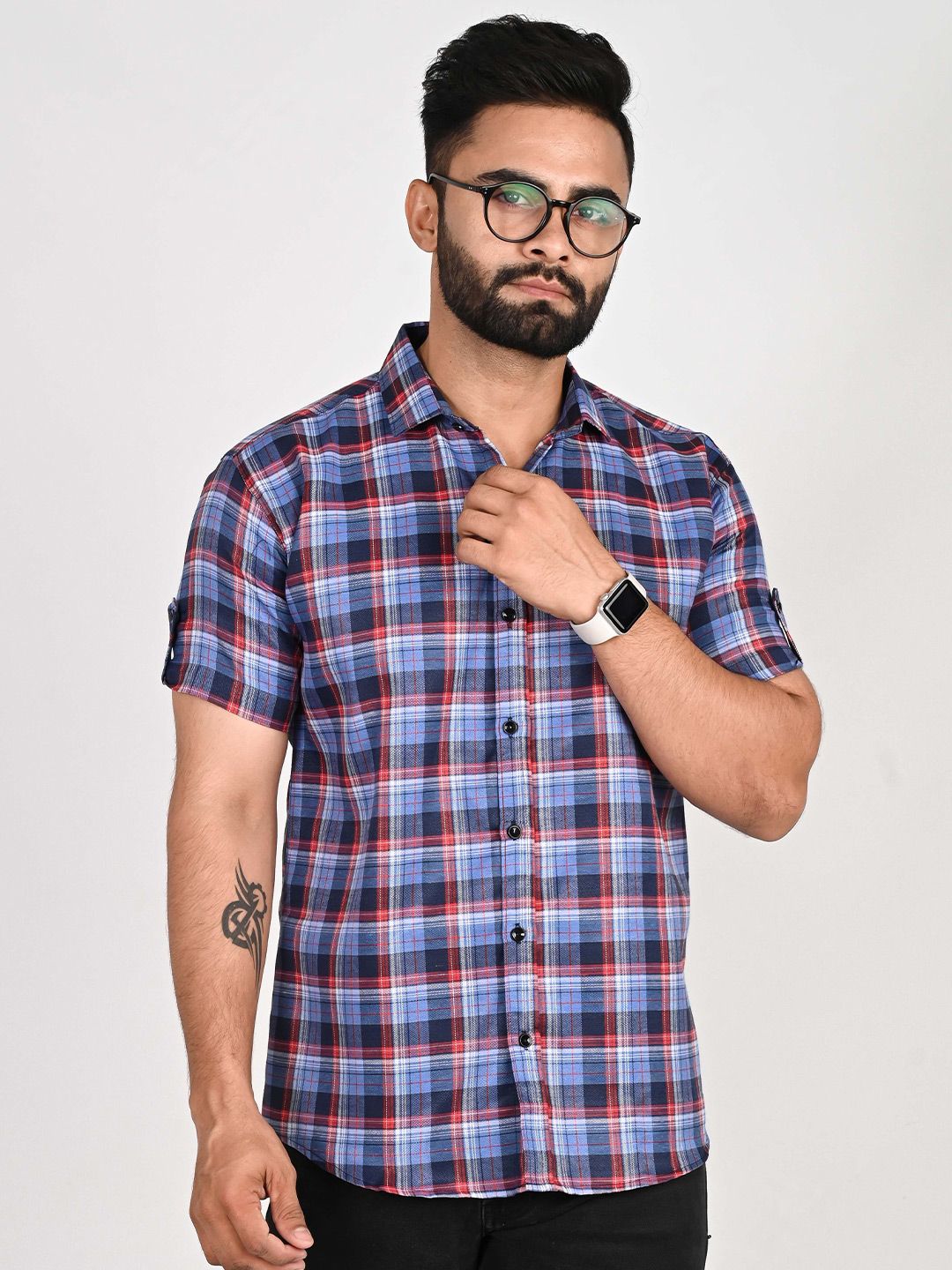 Tanip Men Comfort Sheer Checked Casual Shirt-picture-58