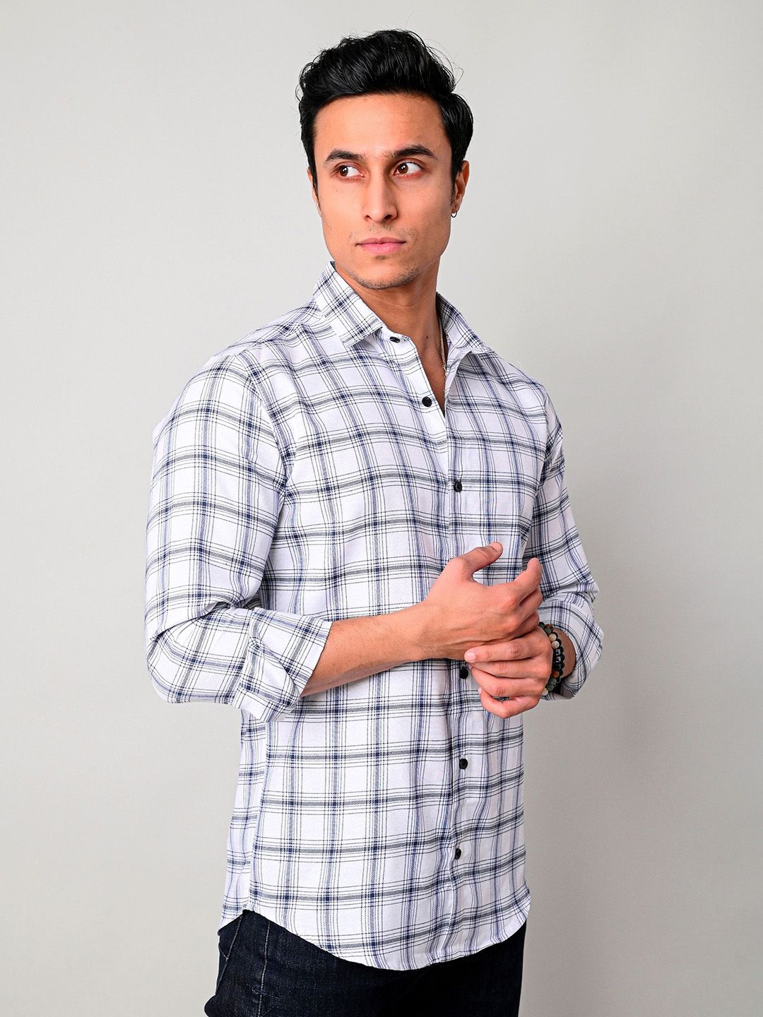 Tanip Men Comfort Sheer Checked Casual Shirt-picture-24