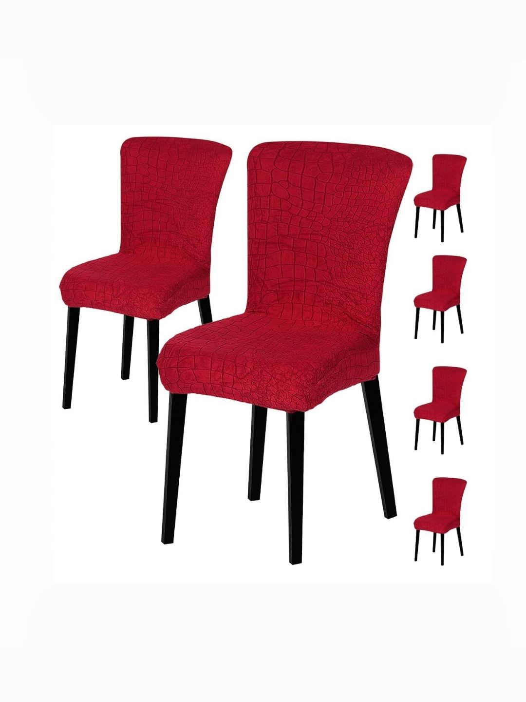 HOUSE OF QUIRK Maroon 6 Pieces Printed Removable & Washable Chair Cover-picture-13