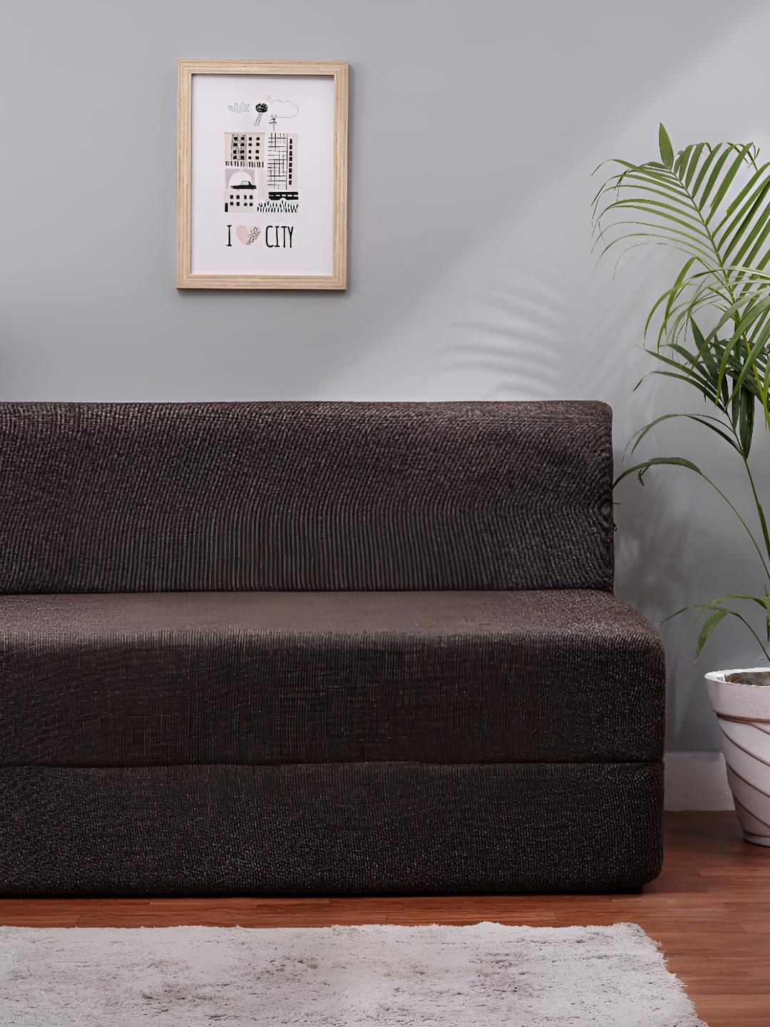 Solis Primus Comfort for all Coffee Brown 2-Seater Foam Fold Out Sofa Cum Bed