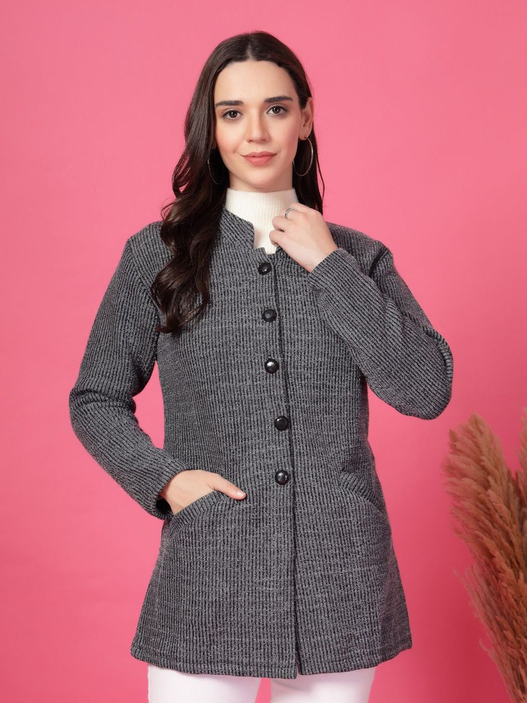 Clora Creation Women Striped Woollen Longline Cardigan-picture-29
